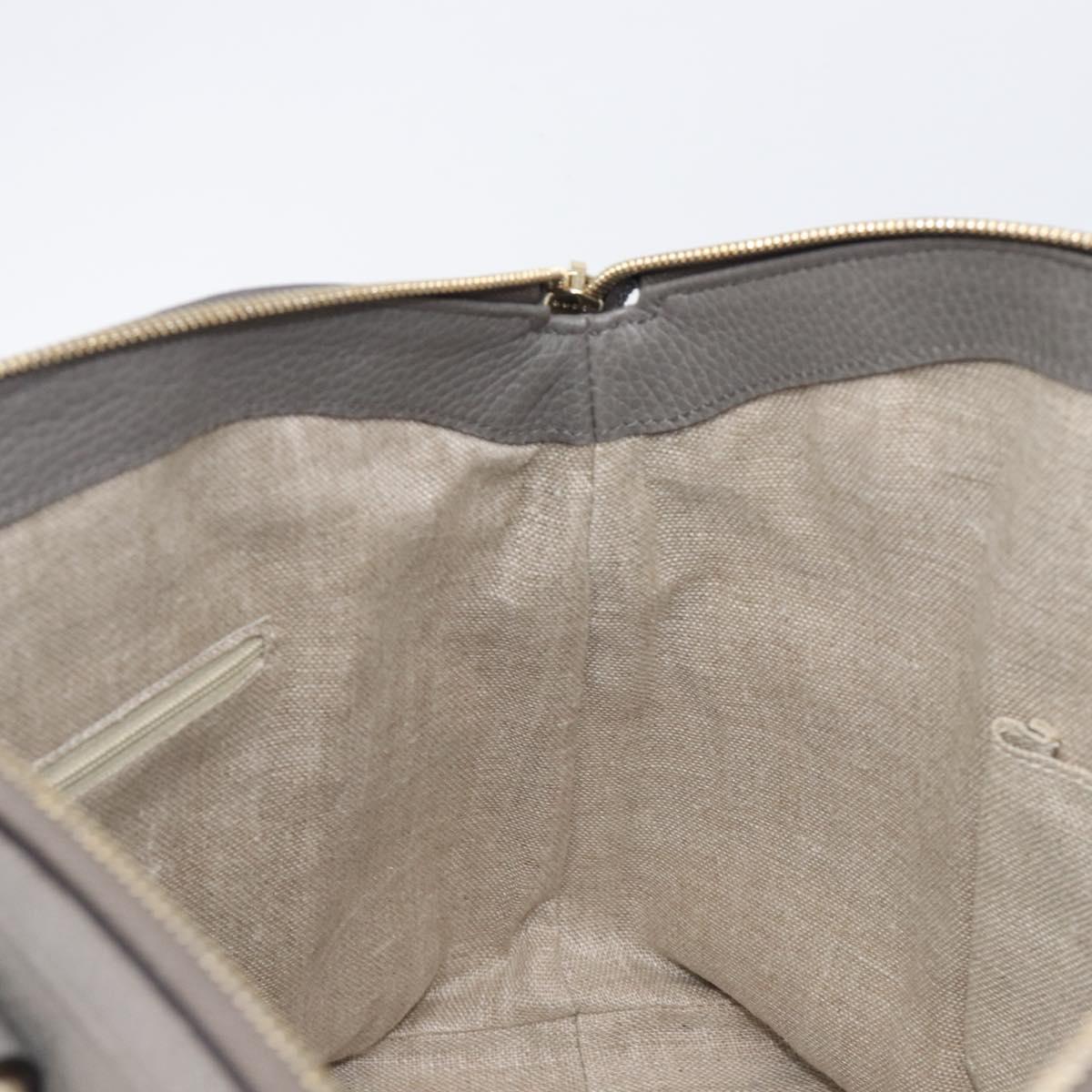 GUCCI Hand Bag Leather Outlet Gray Gold Tone 449651 Auth LN014