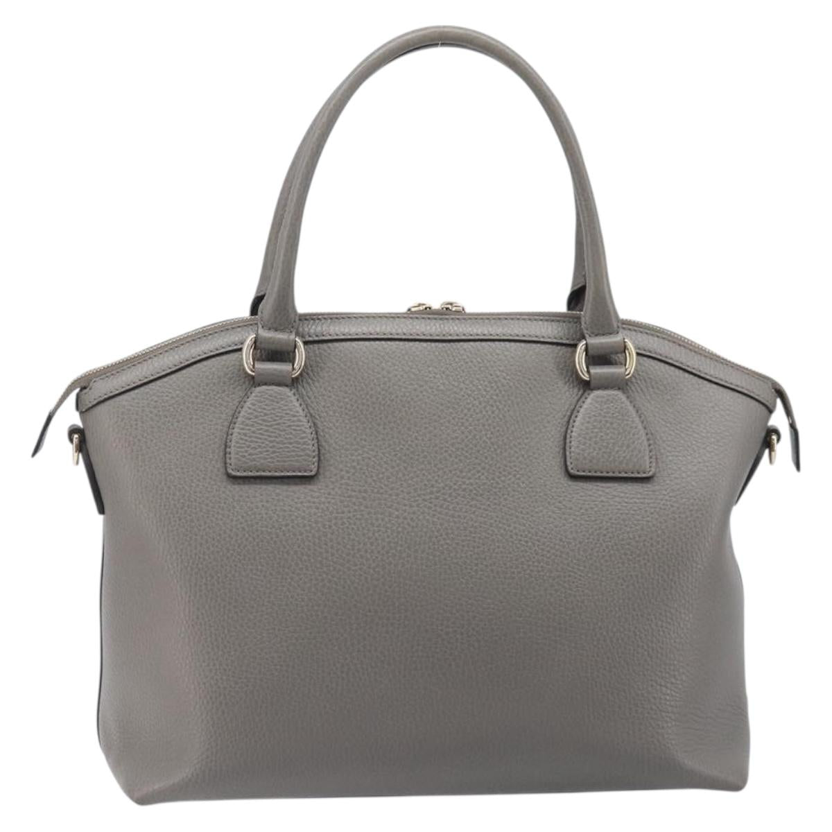 GUCCI Hand Bag Leather Outlet Gray Gold Tone 449651 Auth LN014