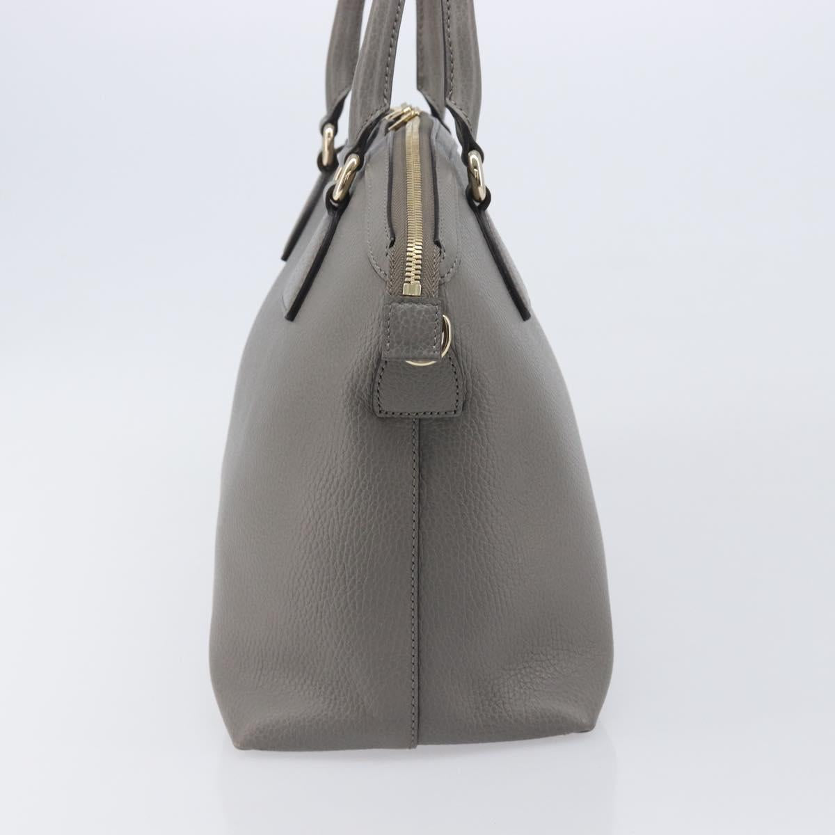 GUCCI Hand Bag Leather Outlet Gray Gold Tone 449651 Auth LN014