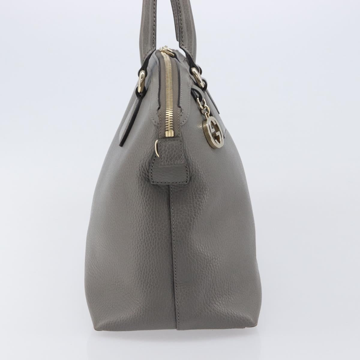 GUCCI Hand Bag Leather Outlet Gray Gold Tone 449651 Auth LN014