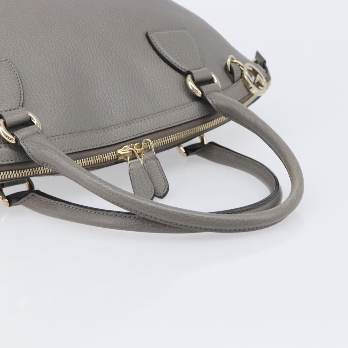 GUCCI Hand Bag Leather Outlet Gray Gold Tone 449651 Auth LN014
