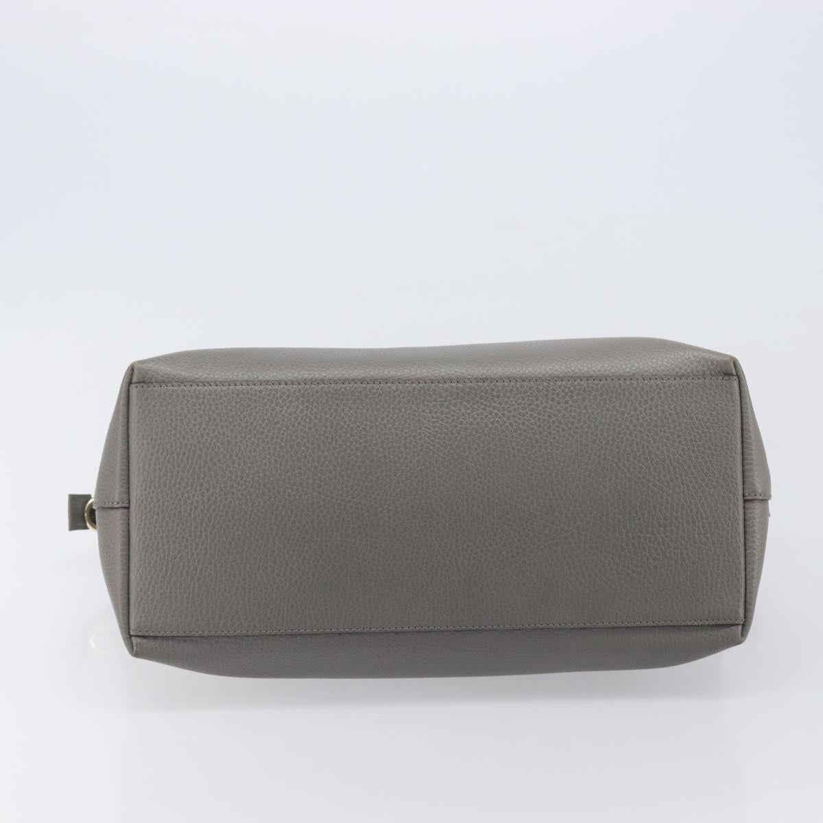 GUCCI Hand Bag Leather Outlet Gray Gold Tone 449651 Auth LN014