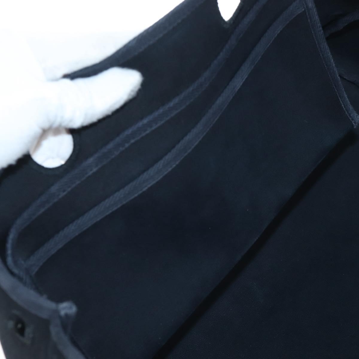 HERMES Herbag Cabas Hand Bag Canvas Black Silver Auth LN016V