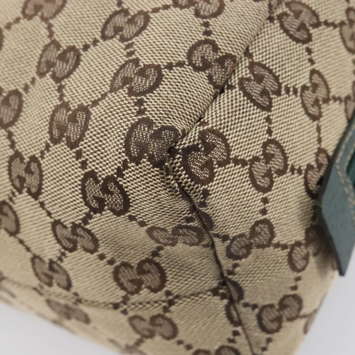 GUCCI GG Canvas Hand Bag Beige Green 124542 Auth LN021