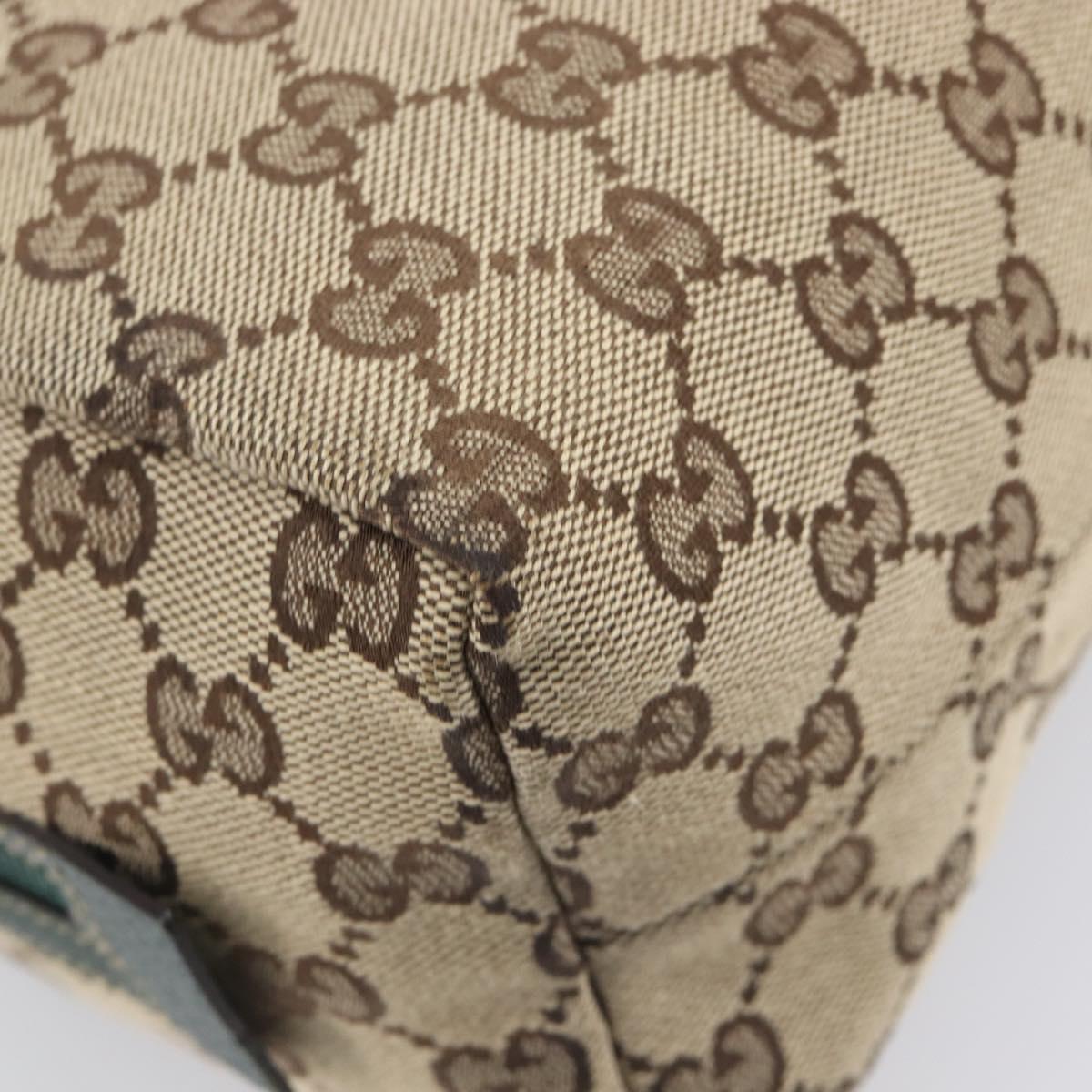 GUCCI GG Canvas Hand Bag Beige Green 124542 Auth LN021
