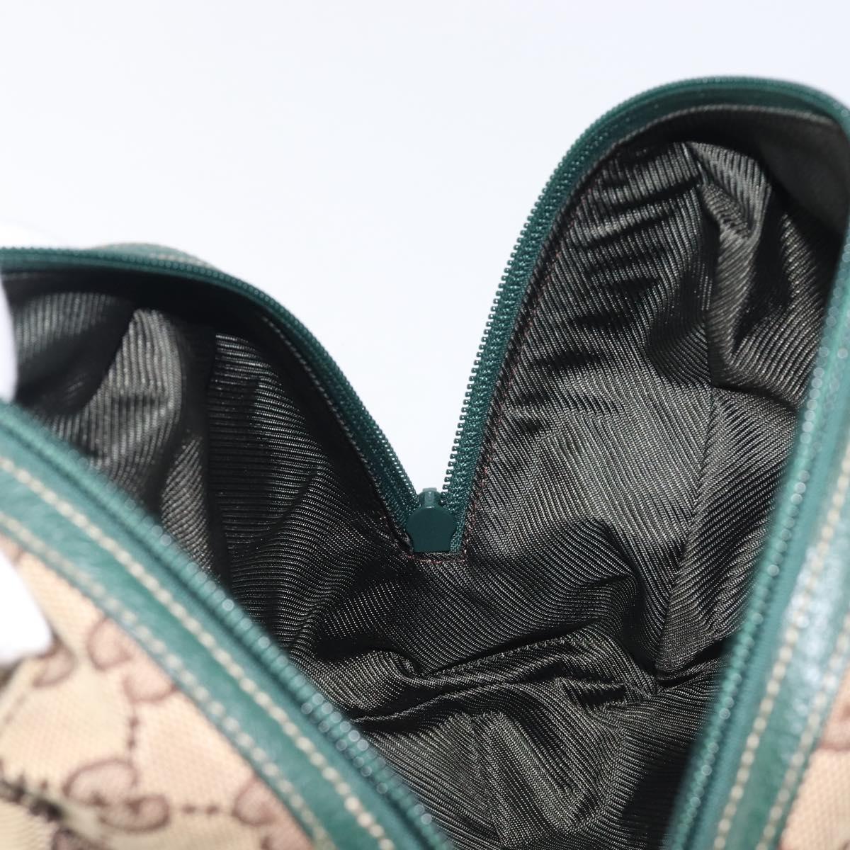 GUCCI GG Canvas Hand Bag Beige Green 124542 Auth LN021