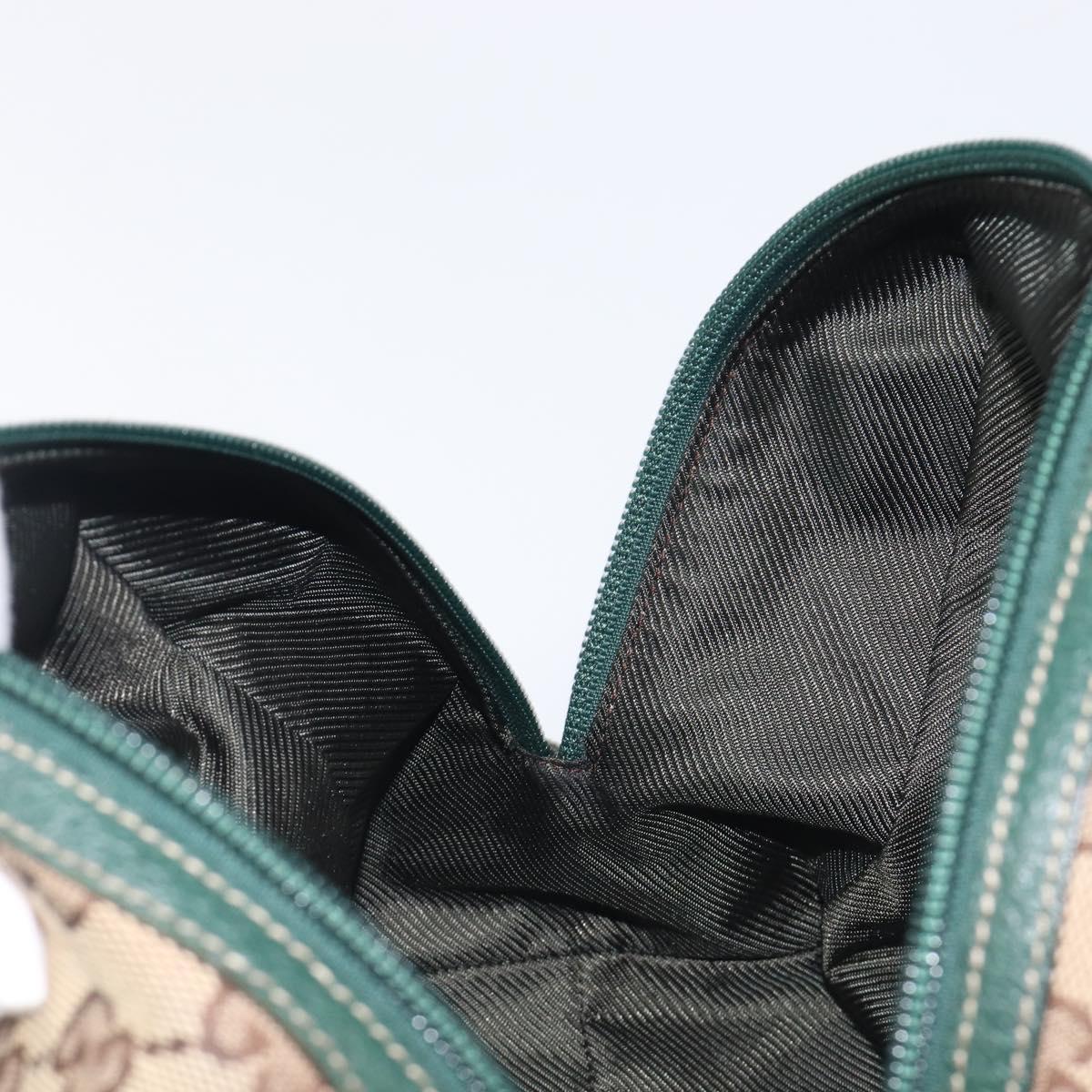 GUCCI GG Canvas Hand Bag Beige Green 124542 Auth LN021