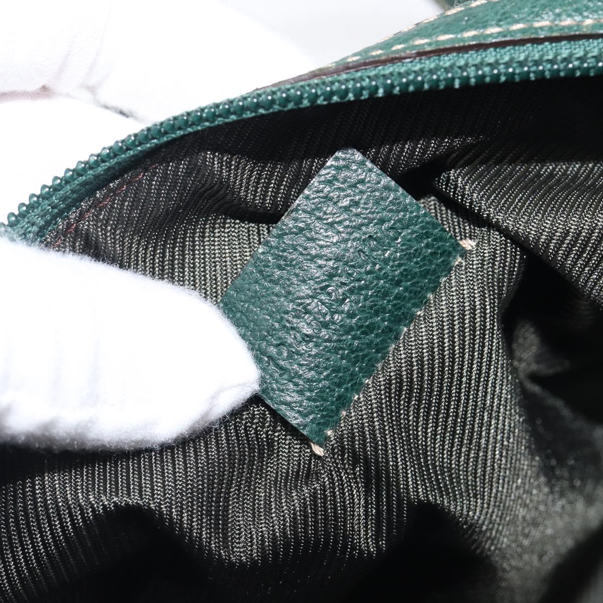 GUCCI GG Canvas Hand Bag Beige Green 124542 Auth LN021