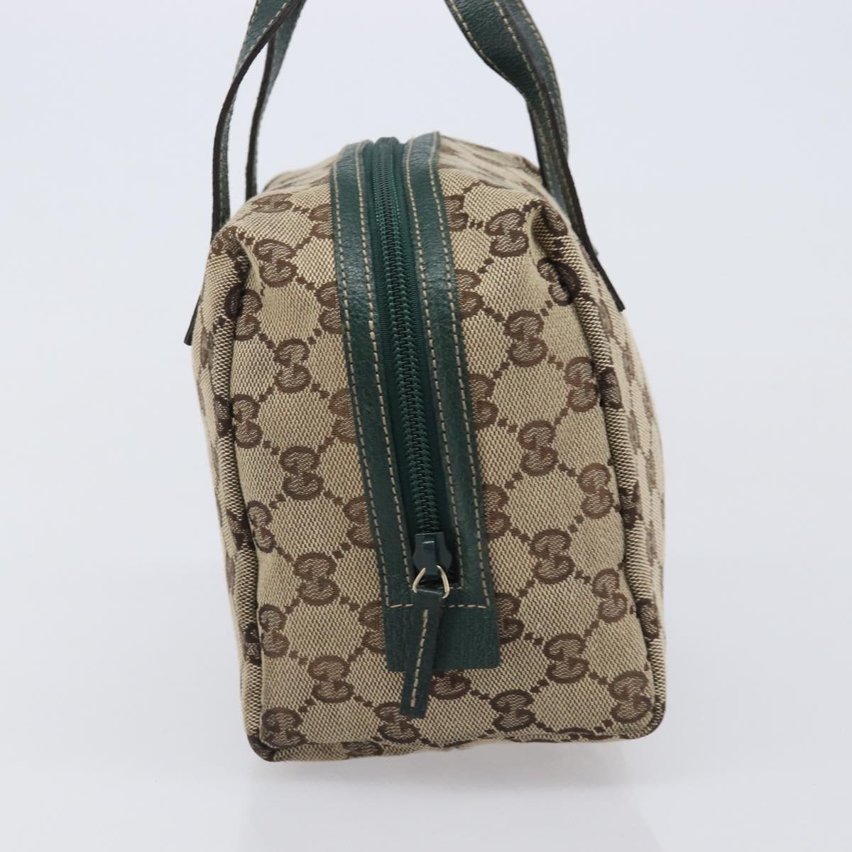 GUCCI GG Canvas Hand Bag Beige Green 124542 Auth LN021