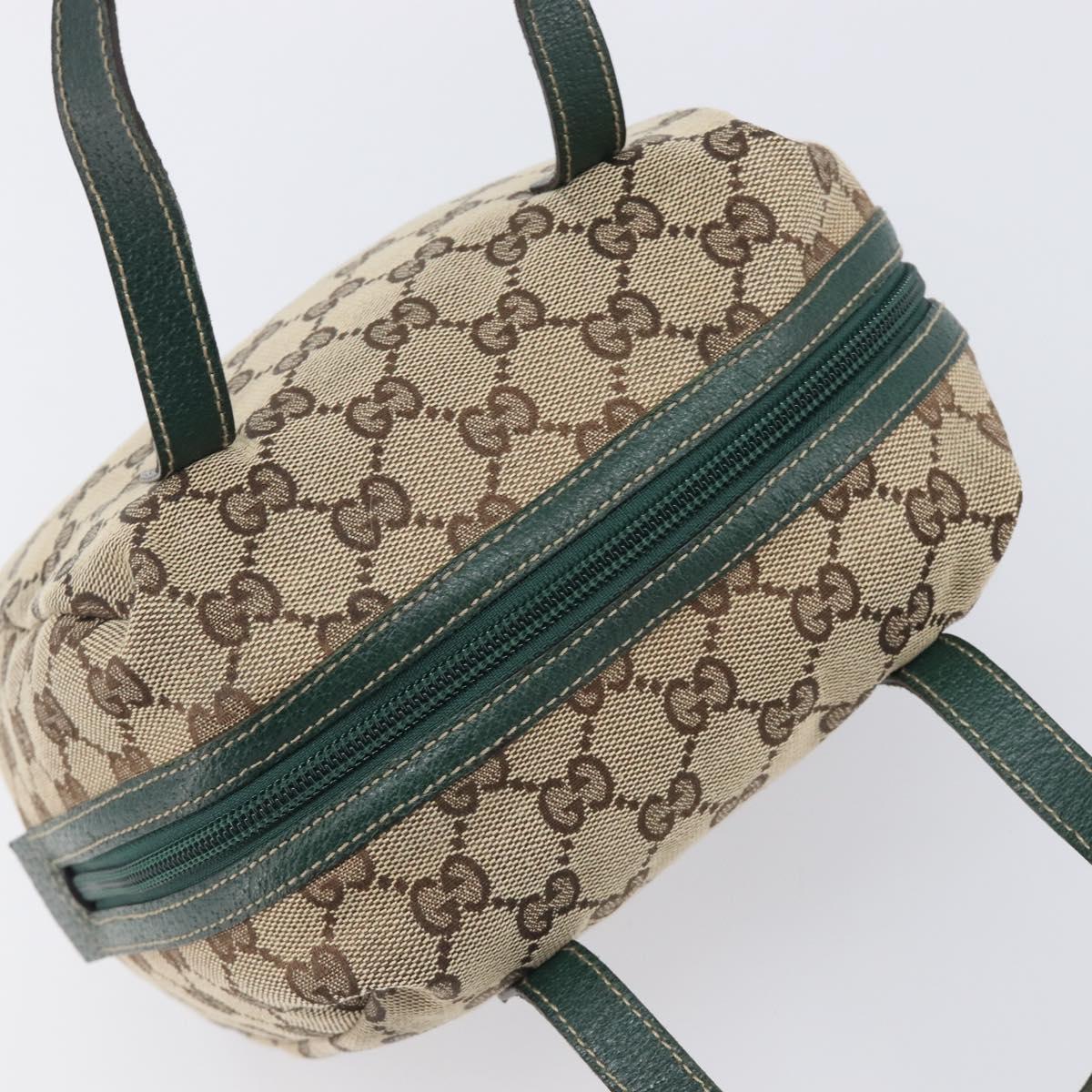 GUCCI GG Canvas Hand Bag Beige Green 124542 Auth LN021