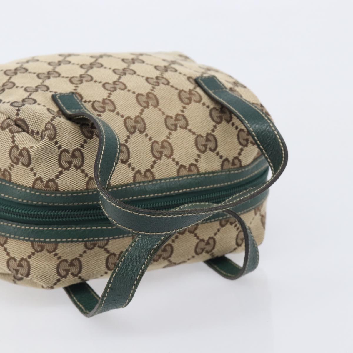 GUCCI GG Canvas Hand Bag Beige Green 124542 Auth LN021