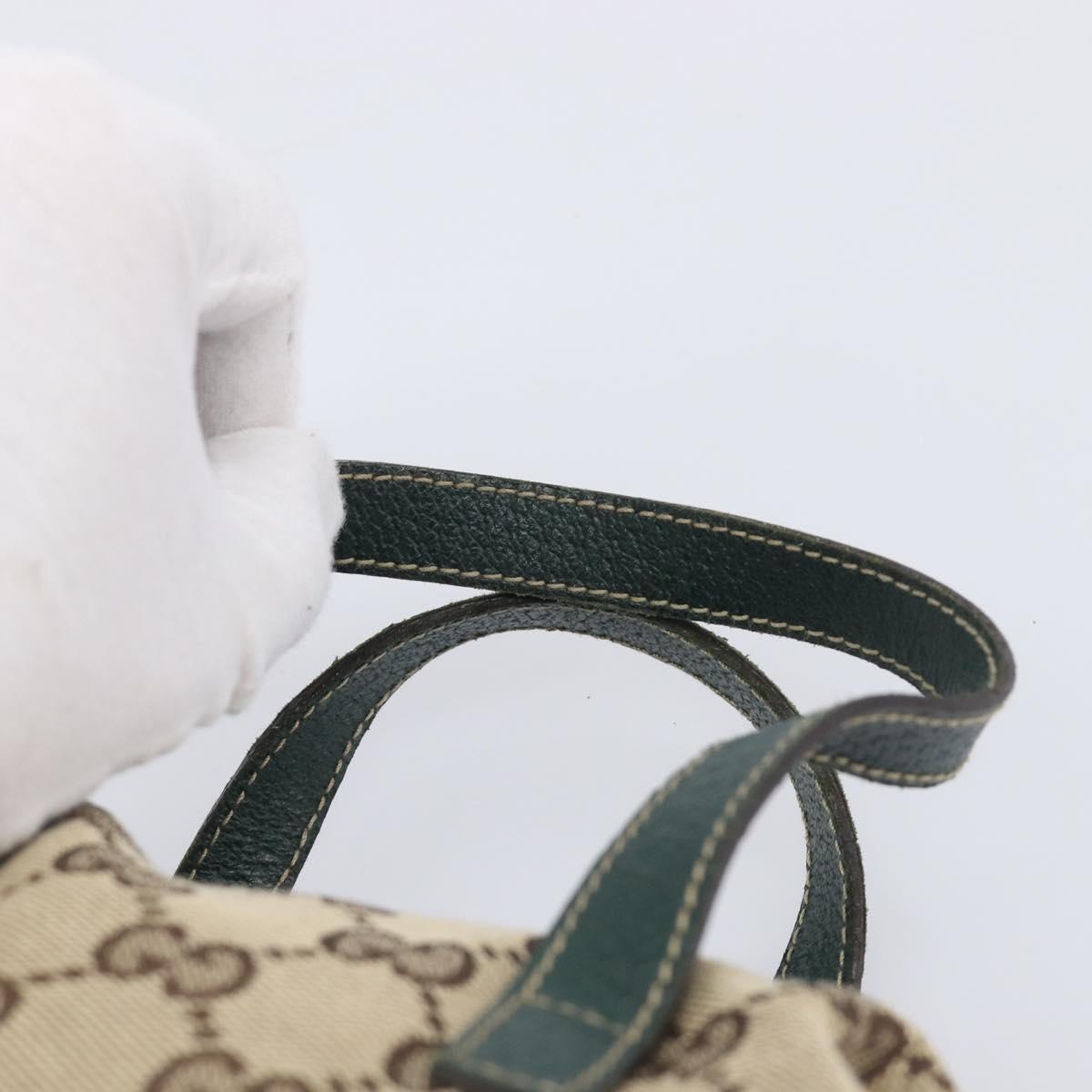 GUCCI GG Canvas Hand Bag Beige Green 124542 Auth LN021