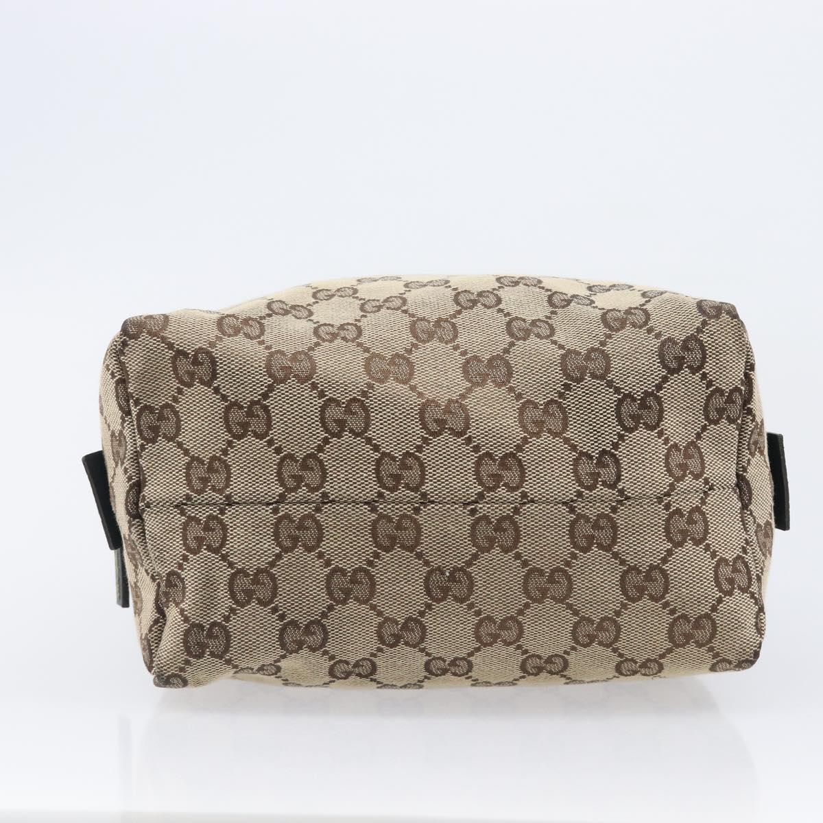 GUCCI GG Canvas Hand Bag Beige Green 124542 Auth LN021