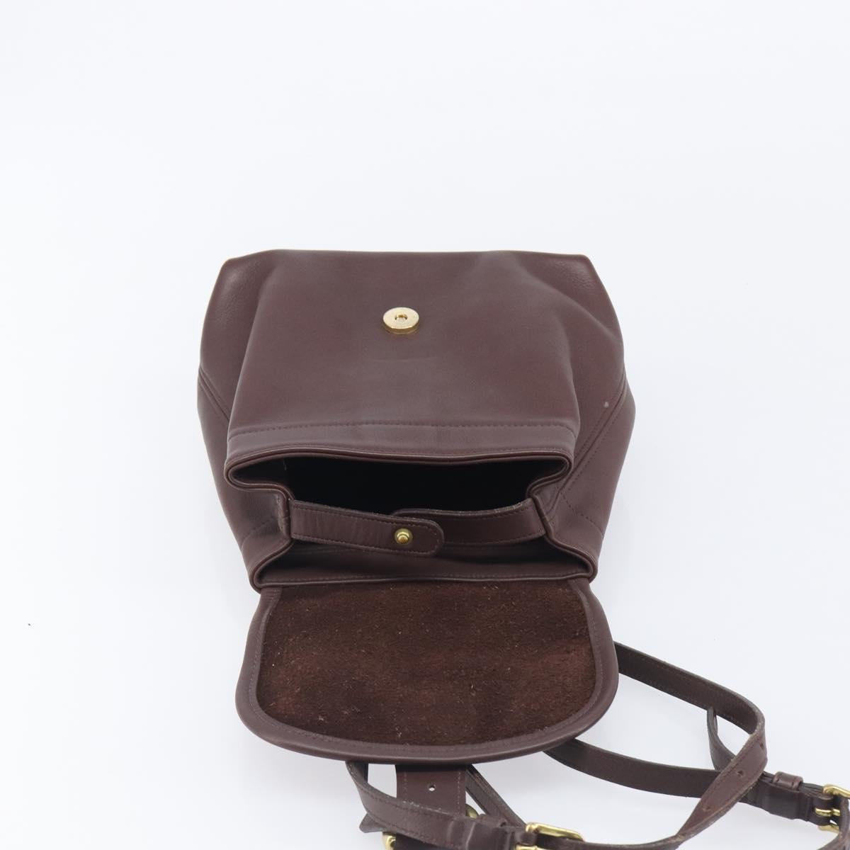 Coach Backpack Leather Brown Gold Tone Auth LN022