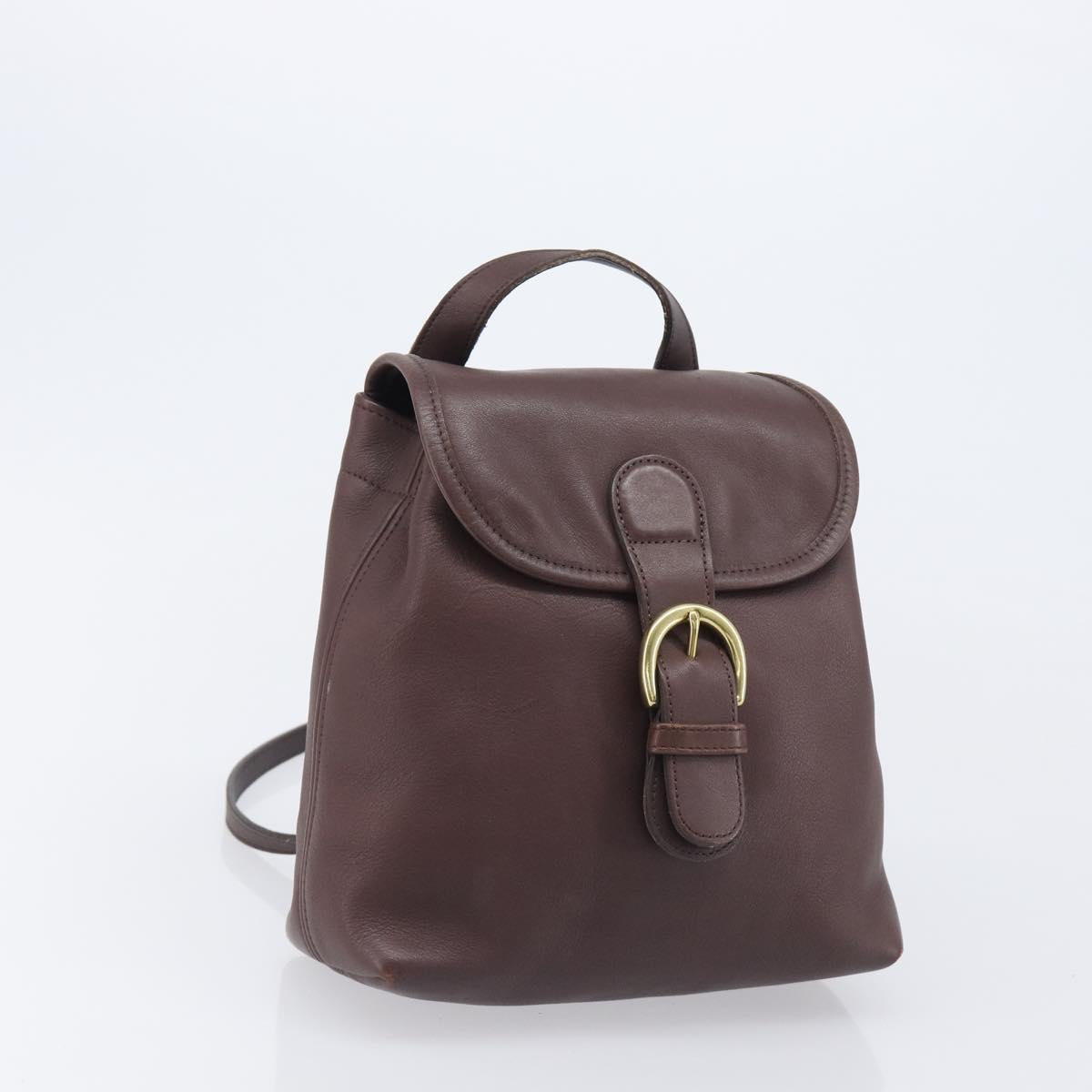 Coach Backpack Leather Brown Gold Tone Auth LN022