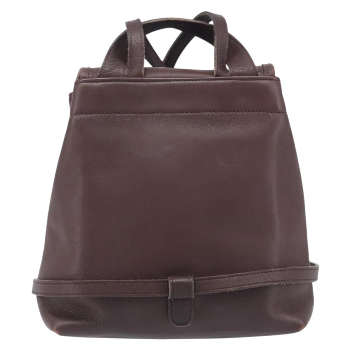 Coach Backpack Leather Brown Gold Tone Auth LN022