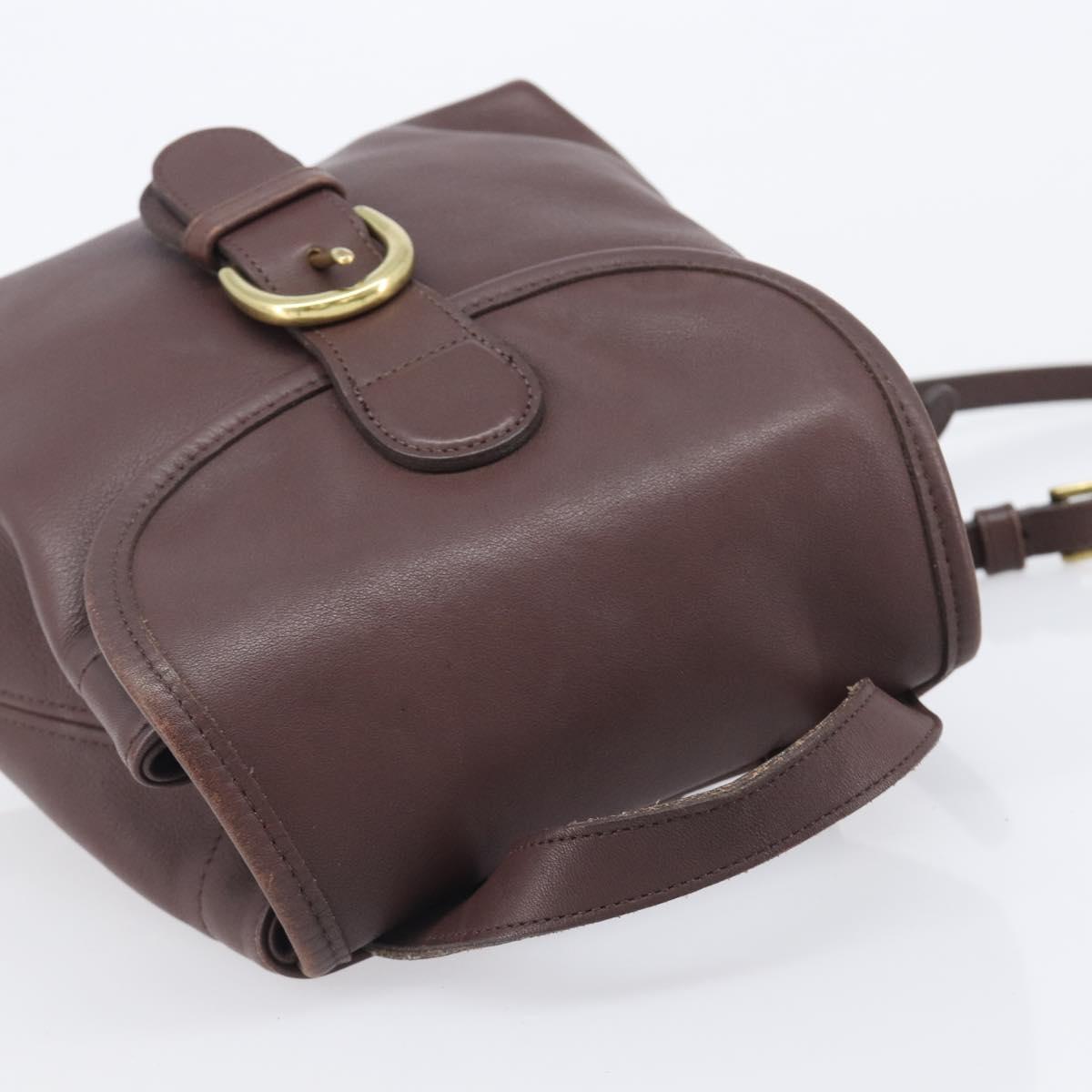 Coach Backpack Leather Brown Gold Tone Auth LN022