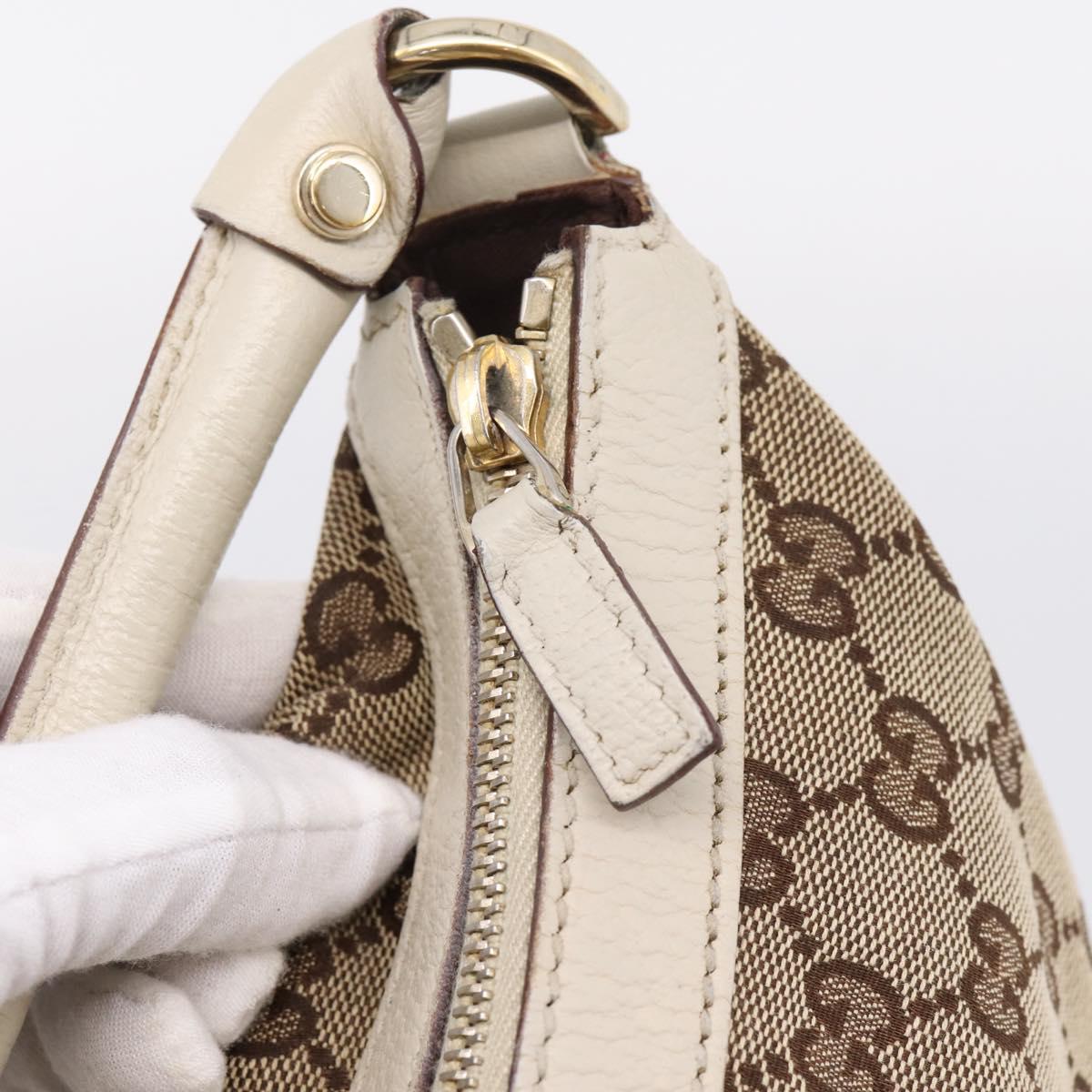GUCCI GG Canvas Abbey Shoulder Bag Beige Gold Tone 153025 Auth LN025