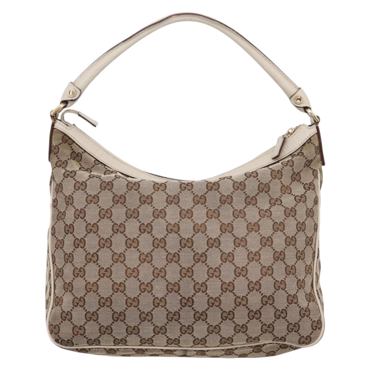 GUCCI GG Canvas Abbey Shoulder Bag Beige Gold Tone 153025 Auth LN025
