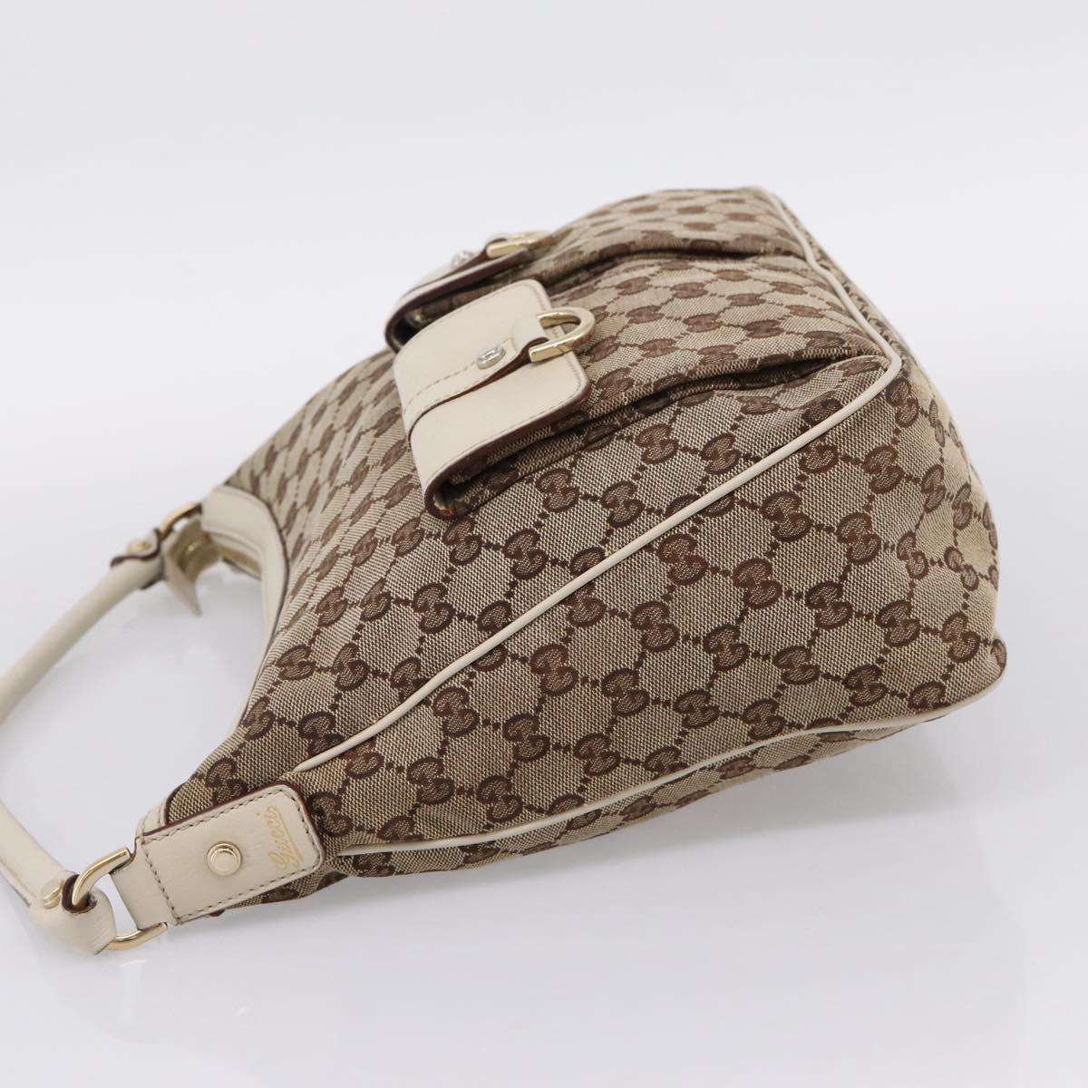 GUCCI GG Canvas Abbey Shoulder Bag Beige Gold Tone 153025 Auth LN025