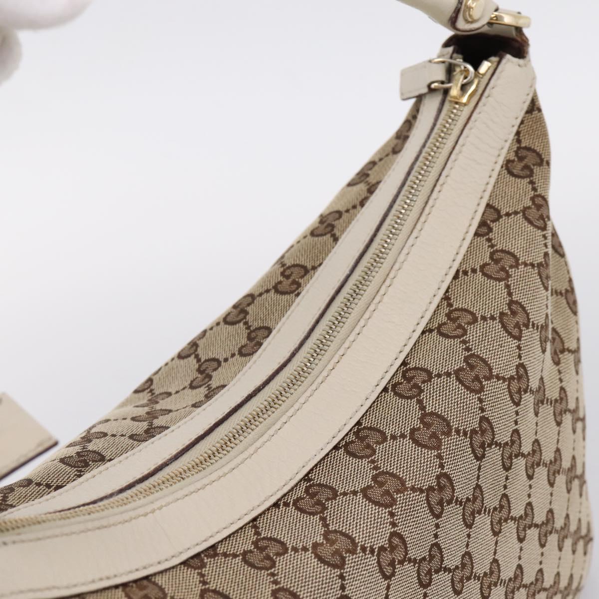 GUCCI GG Canvas Abbey Shoulder Bag Beige Gold Tone 153025 Auth LN025