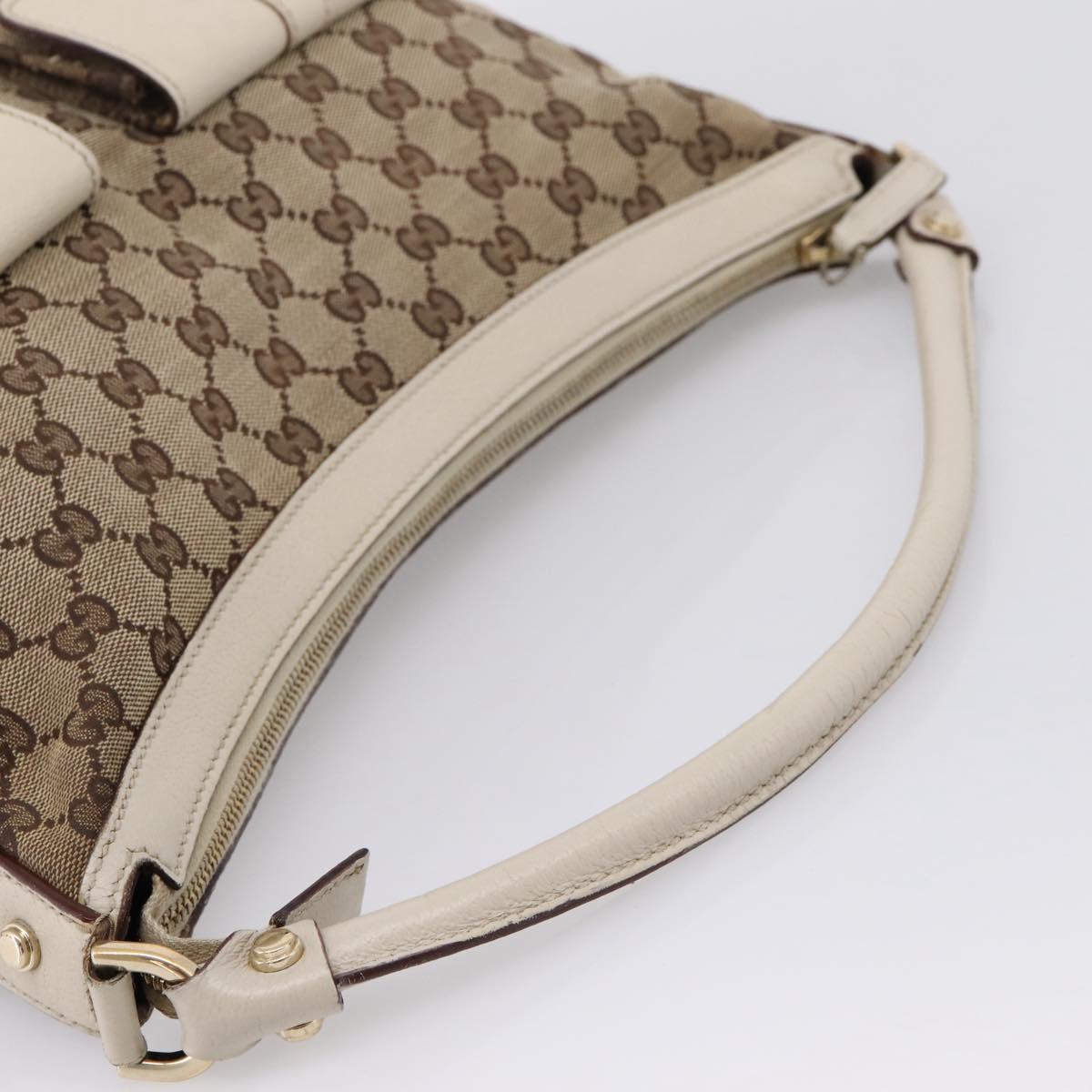 GUCCI GG Canvas Abbey Shoulder Bag Beige Gold Tone 153025 Auth LN025