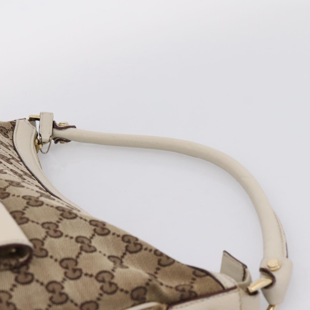GUCCI GG Canvas Abbey Shoulder Bag Beige Gold Tone 153025 Auth LN025