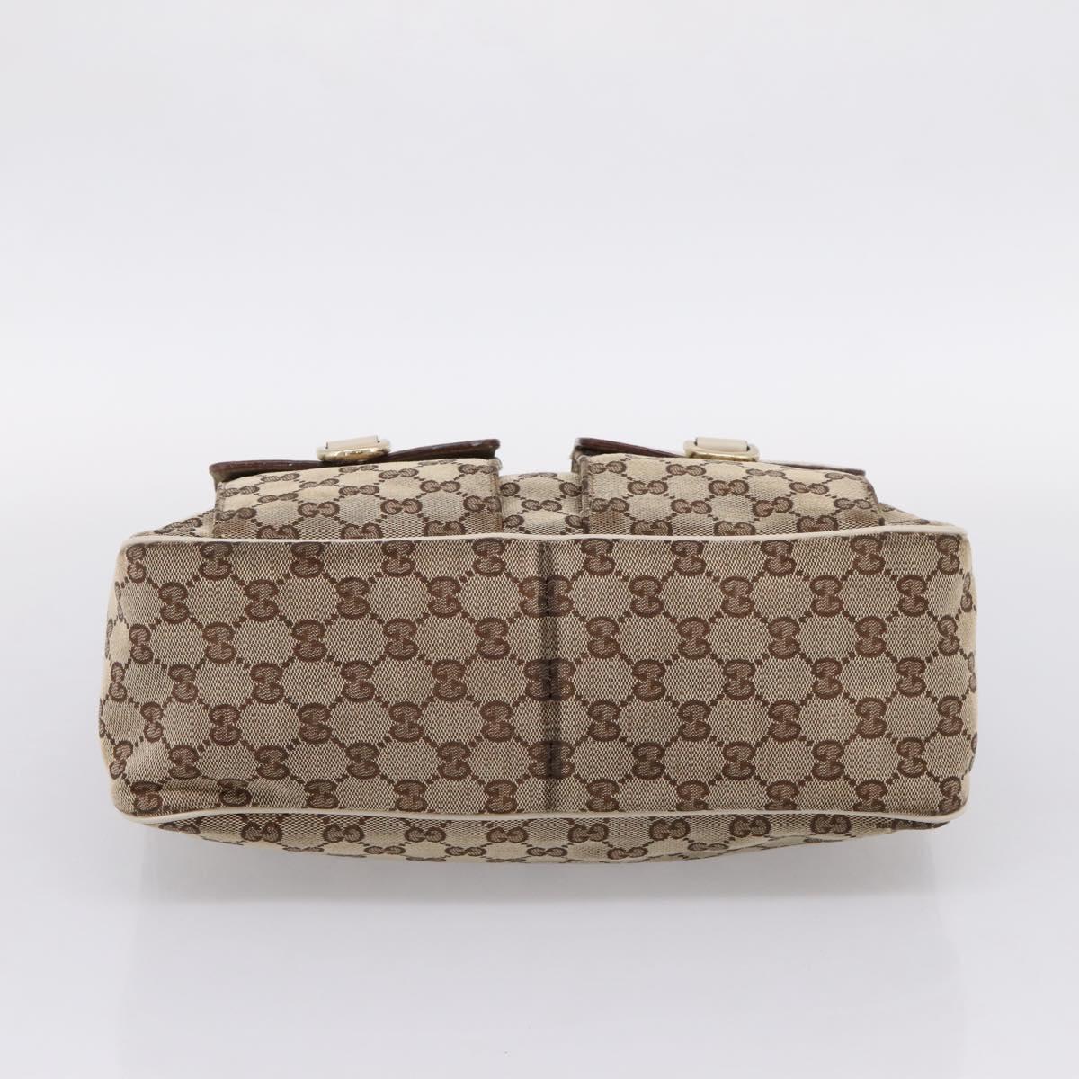 GUCCI GG Canvas Abbey Shoulder Bag Beige Gold Tone 153025 Auth LN025