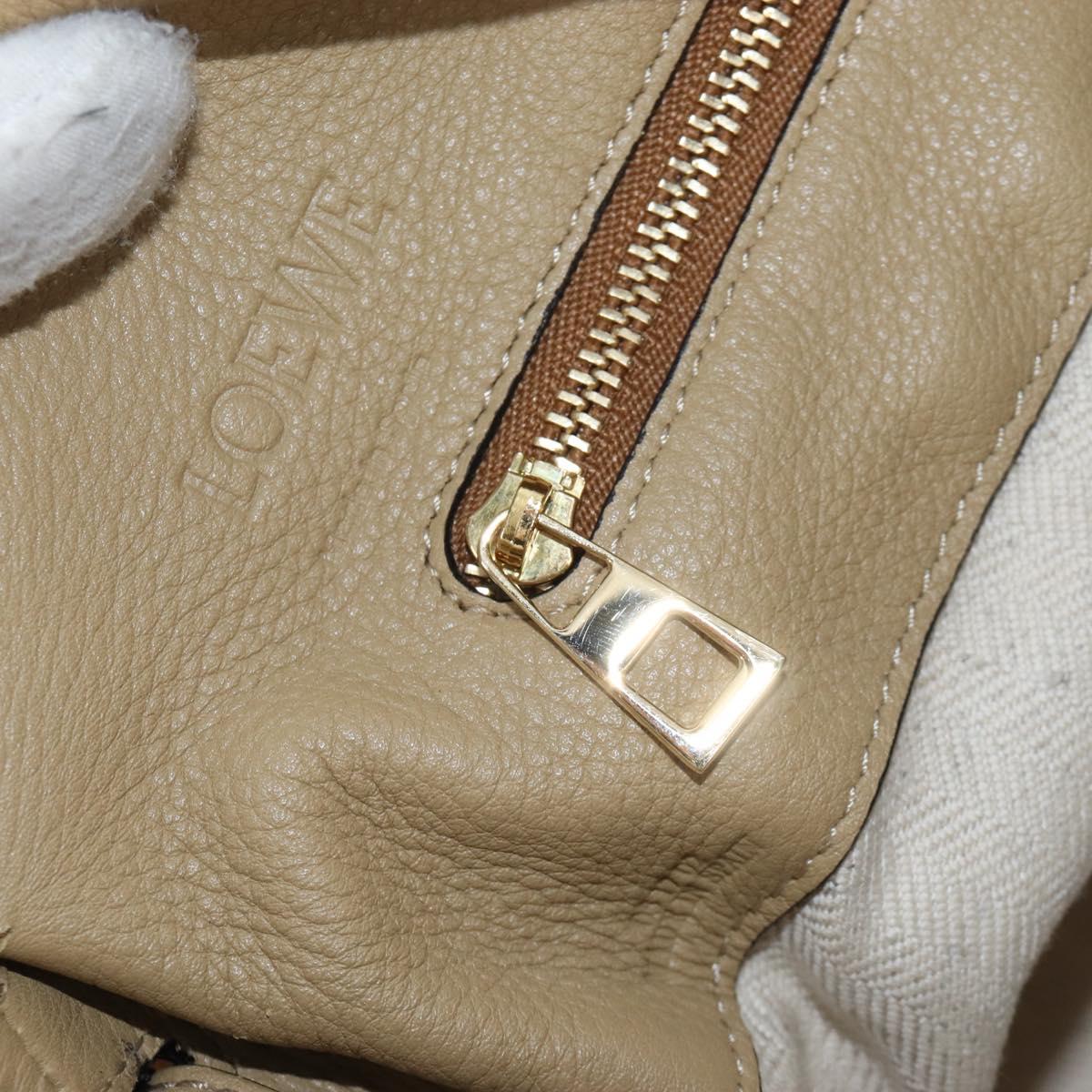 LOEWE Flamenco Shoulder Bag Suede Beige Gold Tone Auth LN031V