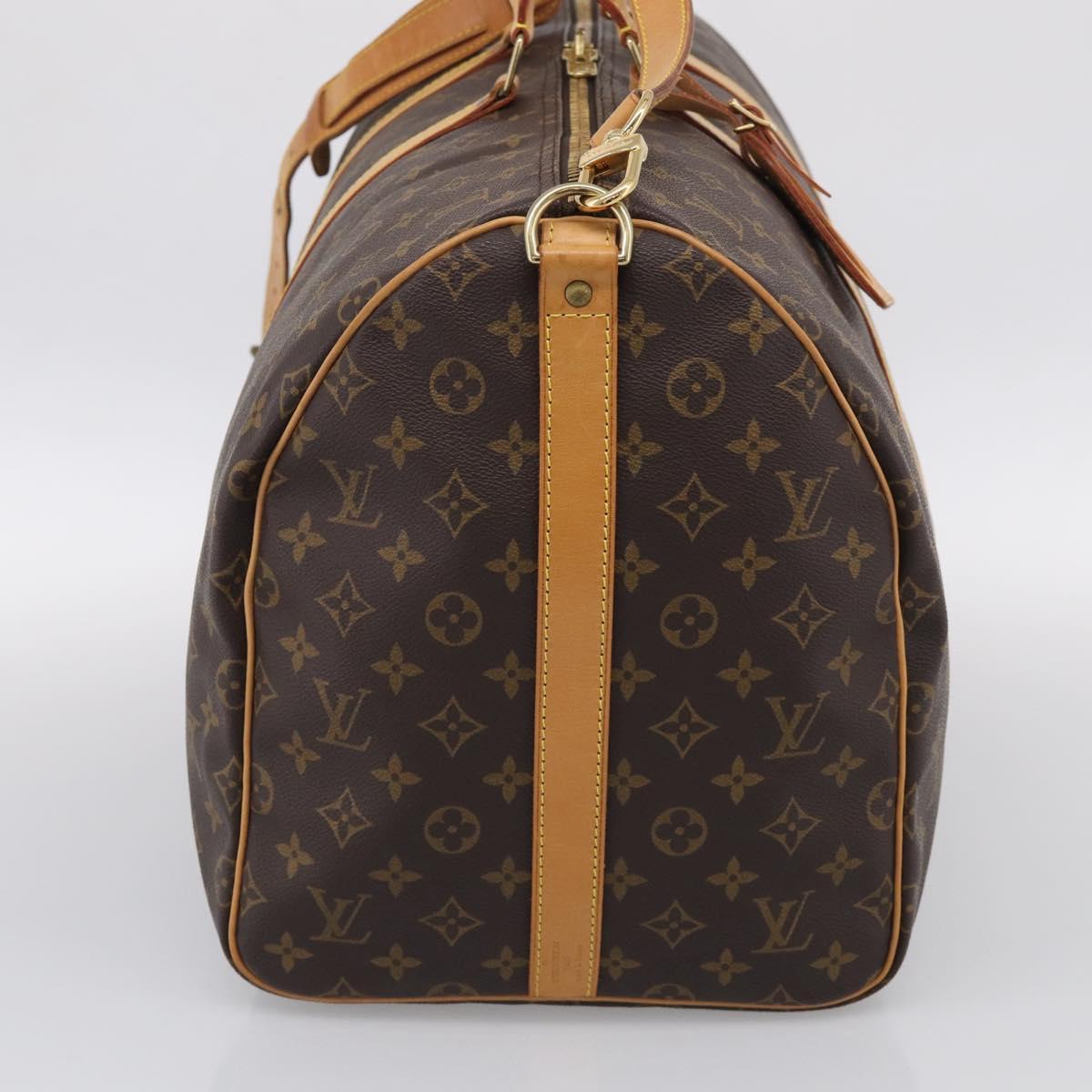 LOUIS VUITTON Monogram Keepall Bandouliere 55 Boston Bag M41414 LV Auth LN040V