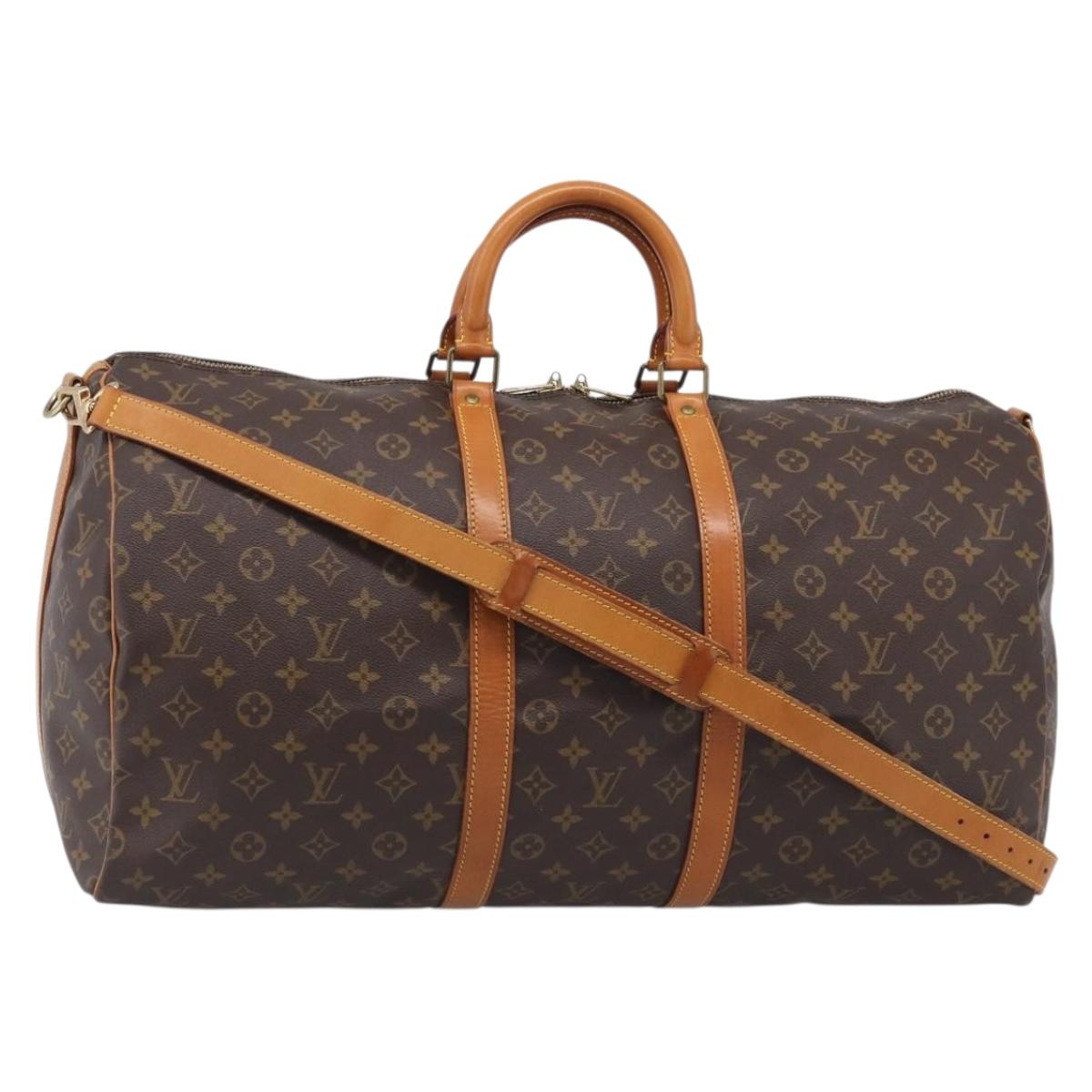 LOUIS VUITTON Monogram Keepall Bandouliere 55 Boston Bag M41414 LV Auth LN041V