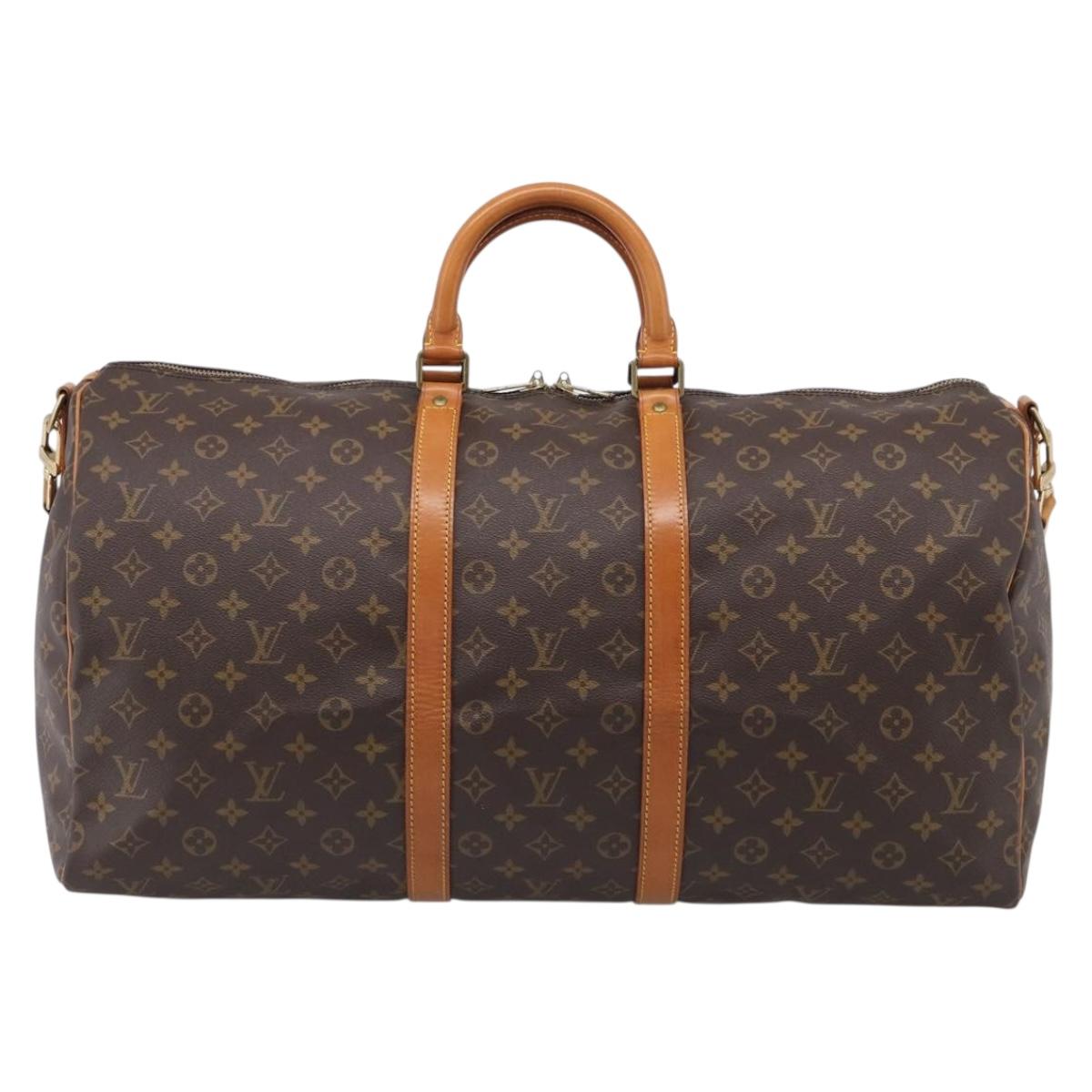 LOUIS VUITTON Monogram Keepall Bandouliere 55 Boston Bag M41414 LV Auth LN041V