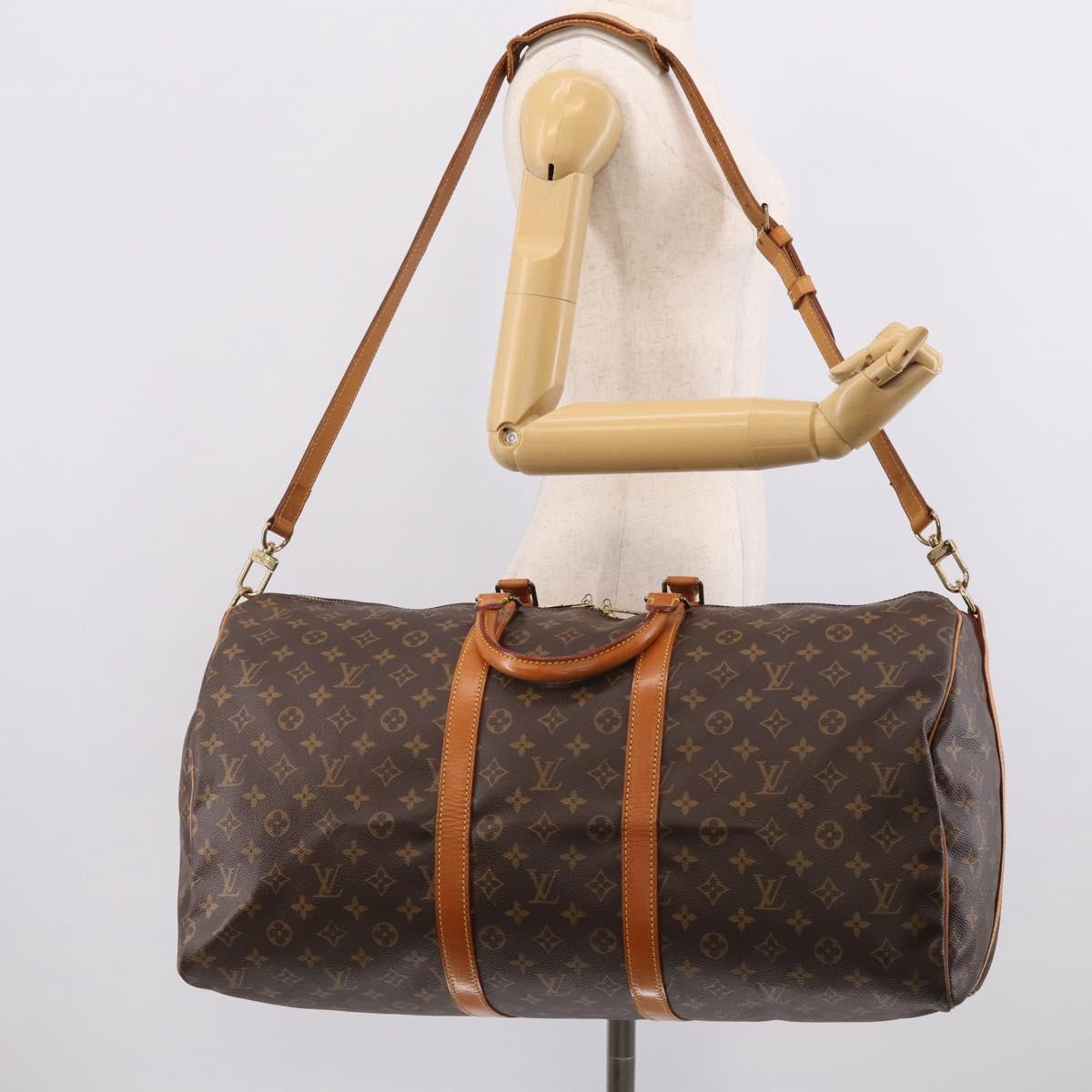 LOUIS VUITTON Monogram Keepall Bandouliere 55 Boston Bag M41414 LV Auth LN041V
