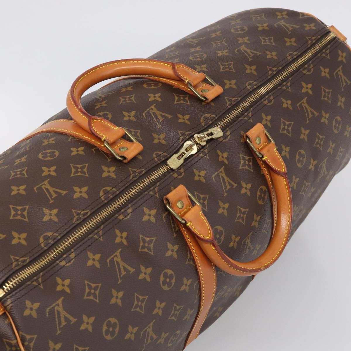 LOUIS VUITTON Monogram Keepall Bandouliere 55 Boston Bag M41414 LV Auth LN041V