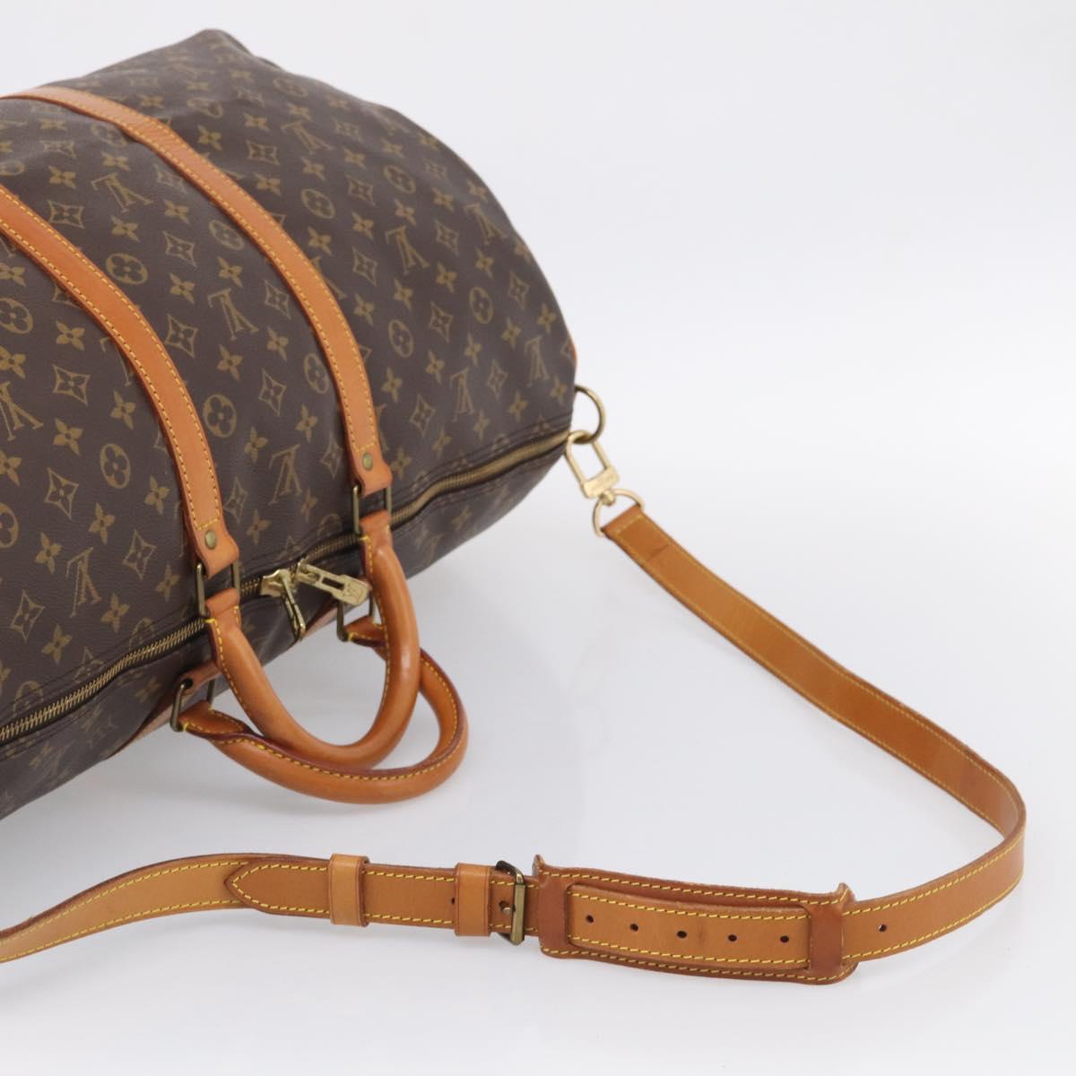 LOUIS VUITTON Monogram Keepall Bandouliere 55 Boston Bag M41414 LV Auth LN041V