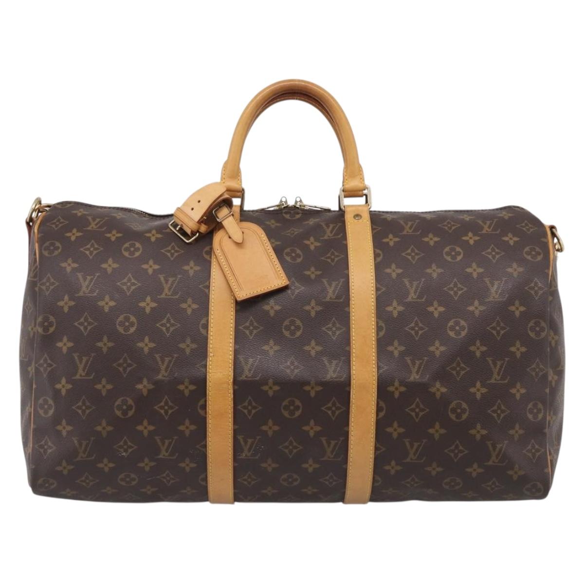 LOUIS VUITTON Monogram Keepall Bandouliere 50 Boston Bag M41416 LV Auth LN042V
