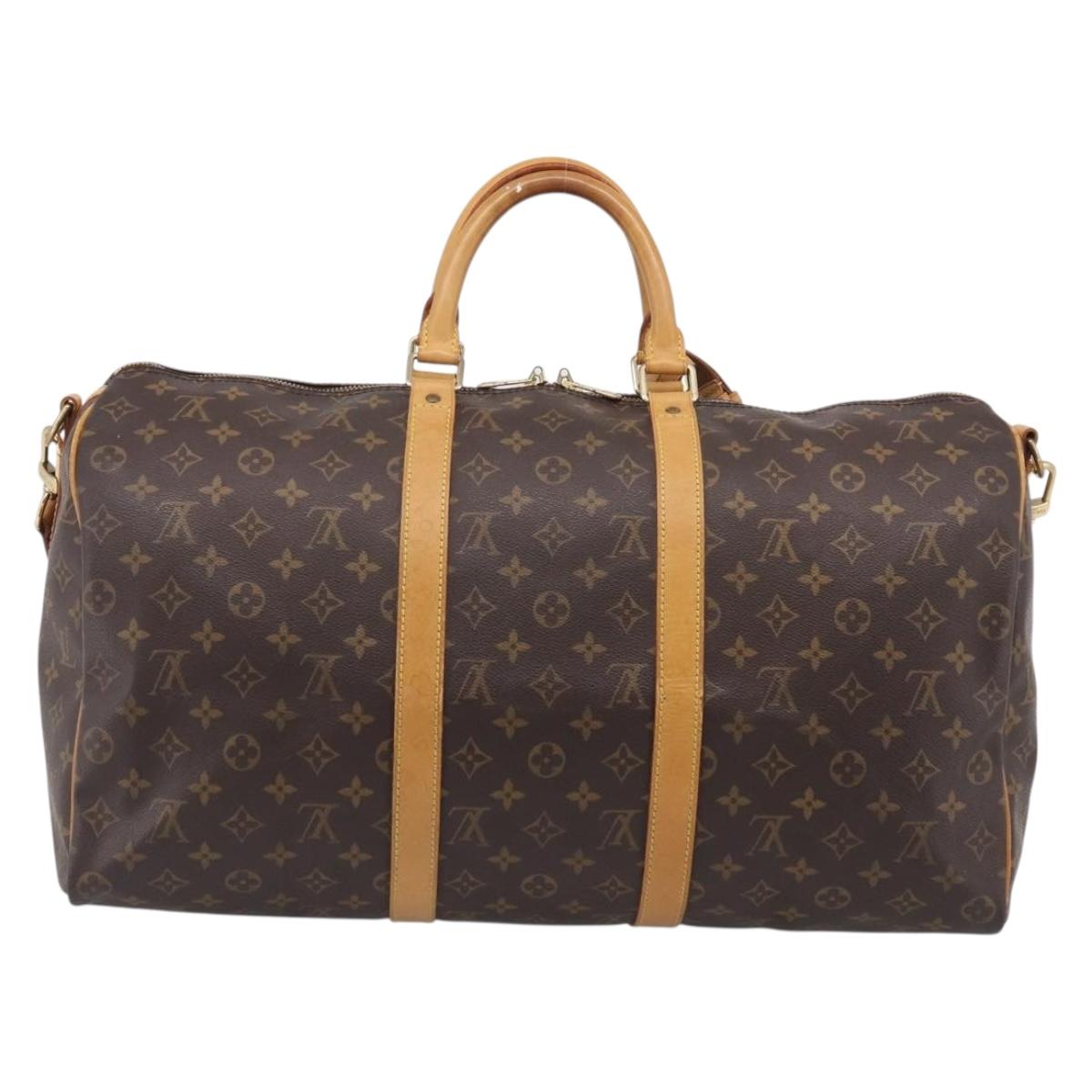 LOUIS VUITTON Monogram Keepall Bandouliere 50 Boston Bag M41416 LV Auth LN042V