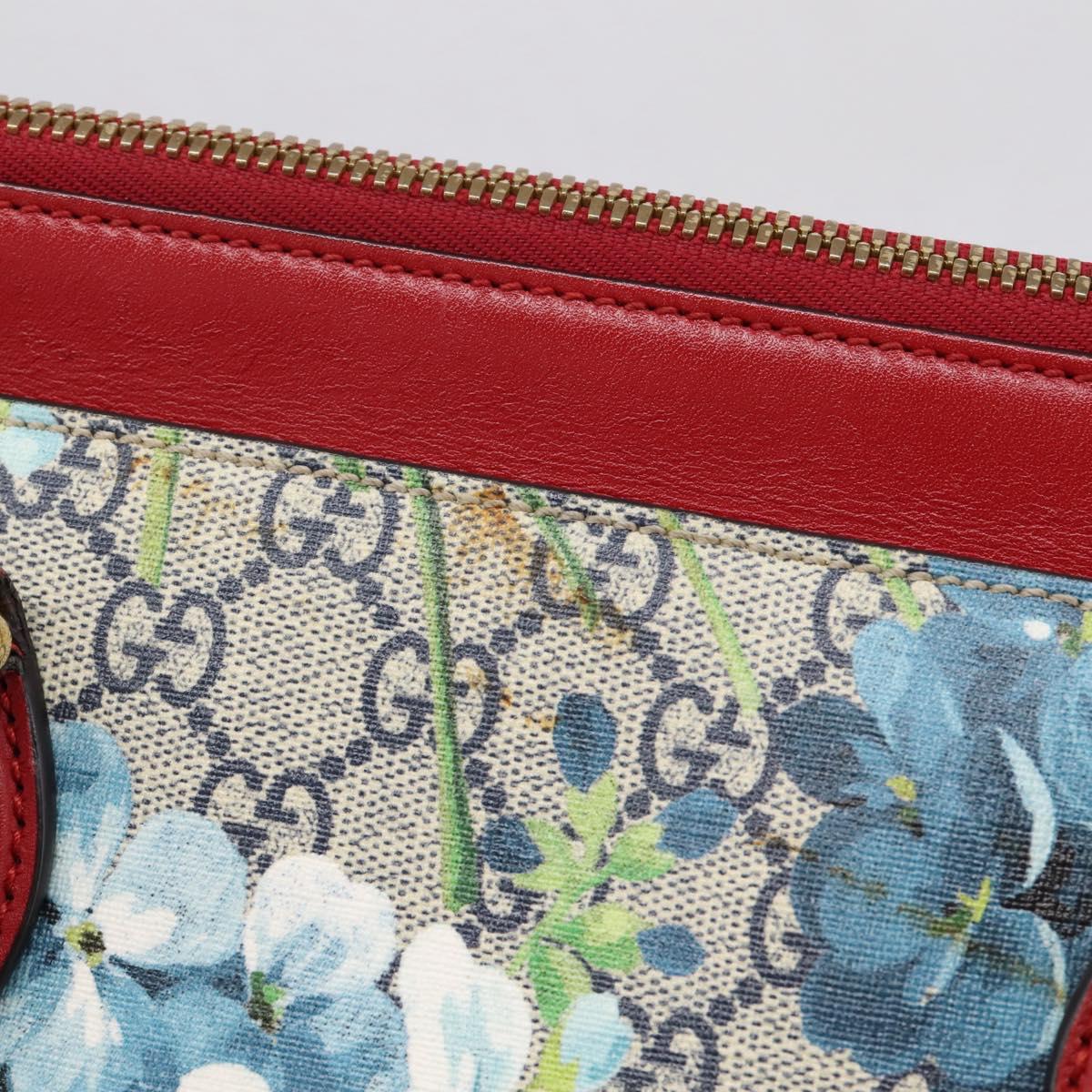 GUCCI GG Supreme Blooms Tote Bag PVC Navy Gold Tone 415721 Auth LN048V