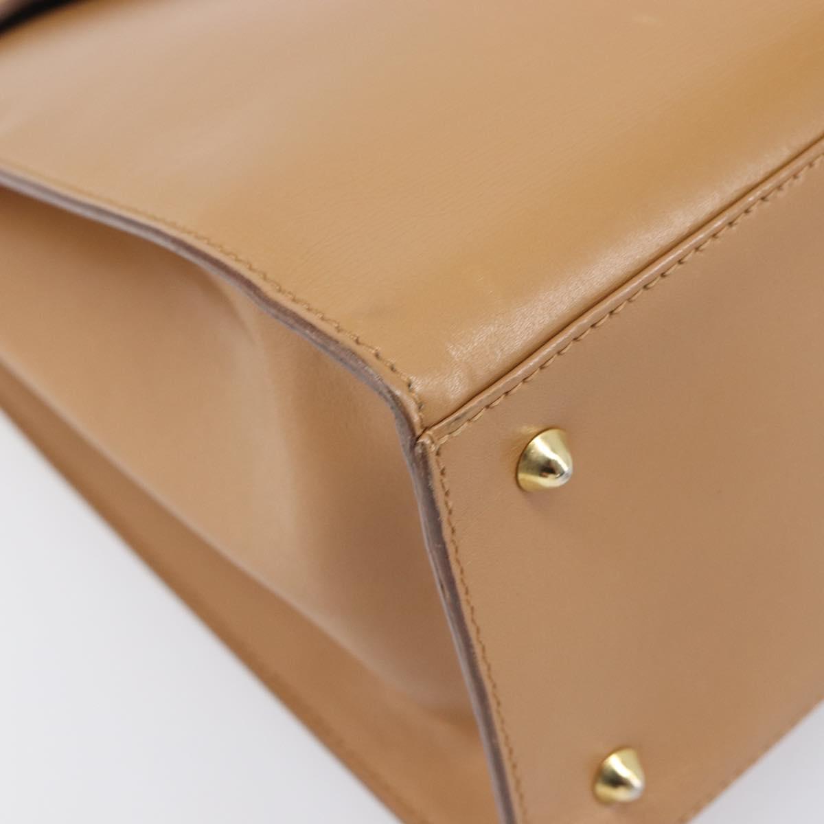GUCCI Hand Bag Leather Beige Gold Tone 000 256 0192 Auth LN050
