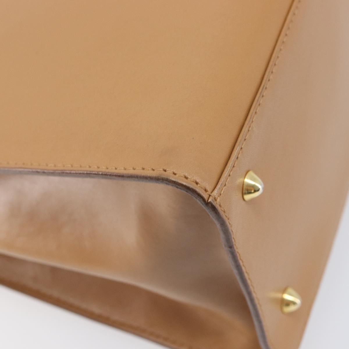 GUCCI Hand Bag Leather Beige Gold Tone 000 256 0192 Auth LN050