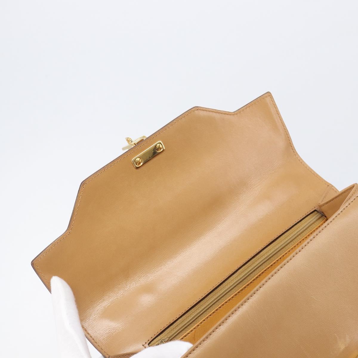 GUCCI Hand Bag Leather Beige Gold Tone 000 256 0192 Auth LN050