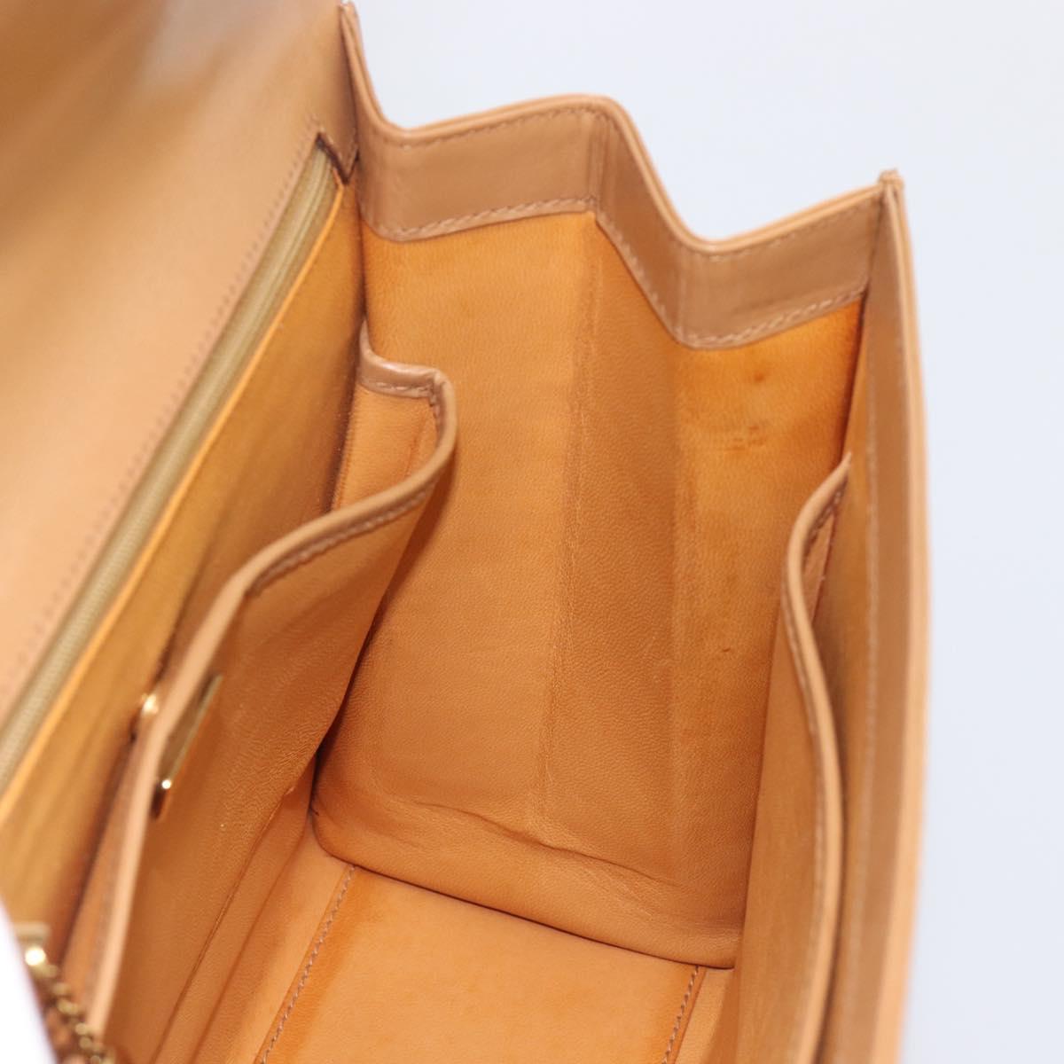 GUCCI Hand Bag Leather Beige Gold Tone 000 256 0192 Auth LN050