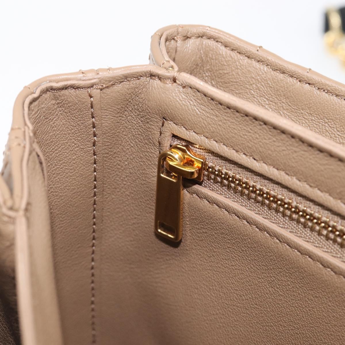 CELINE Chain Shoulder Bag Leather Brown Gold Auth LN054V