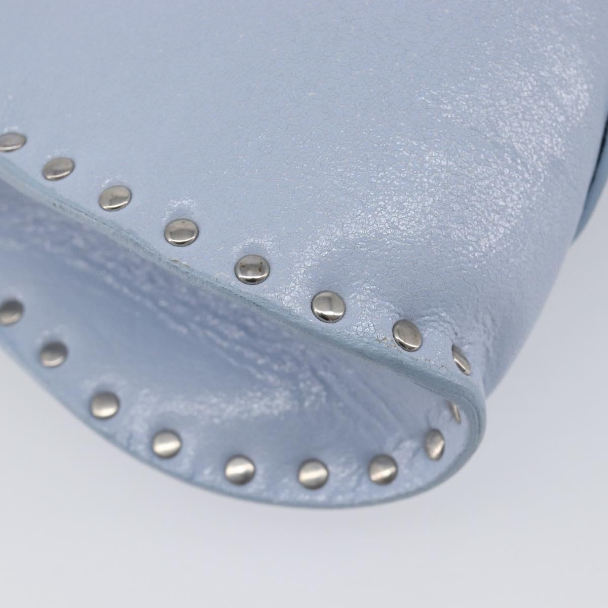 CELINE Shoulder Bag Leather Light Blue Silver Auth LN059A