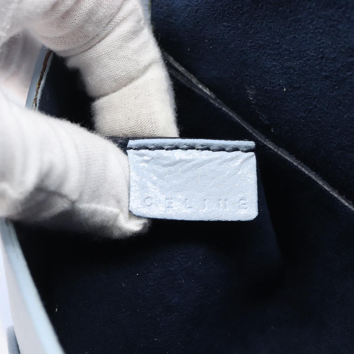 CELINE Shoulder Bag Leather Light Blue Silver Auth LN059A