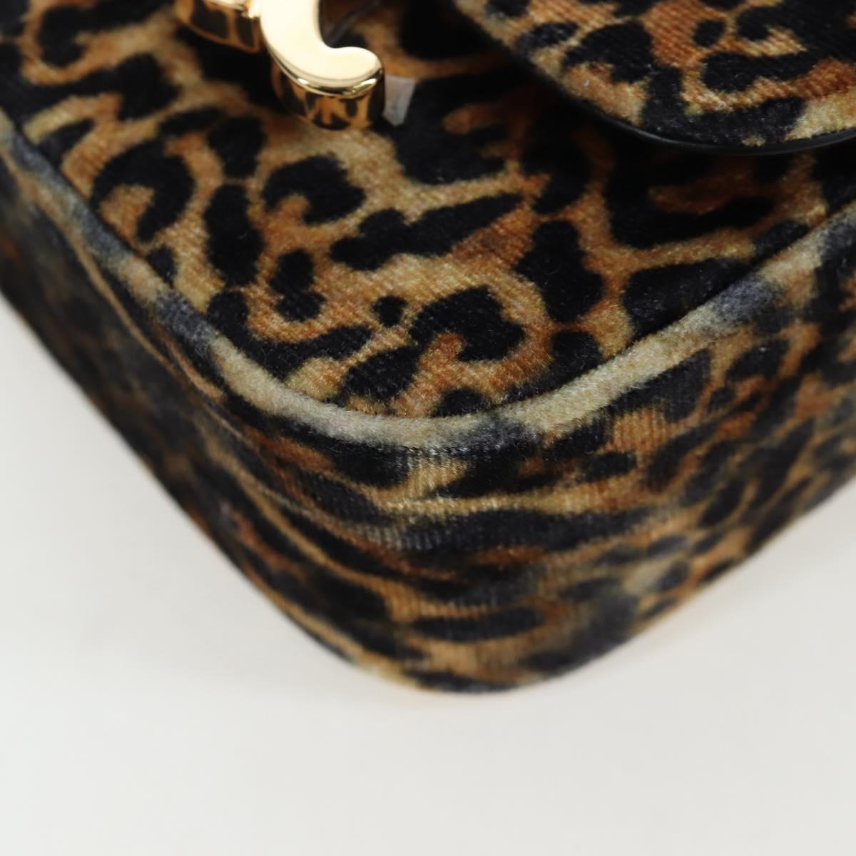 CELINE Chain Shoulder Bag Velor Beige Gold Auth LN061M