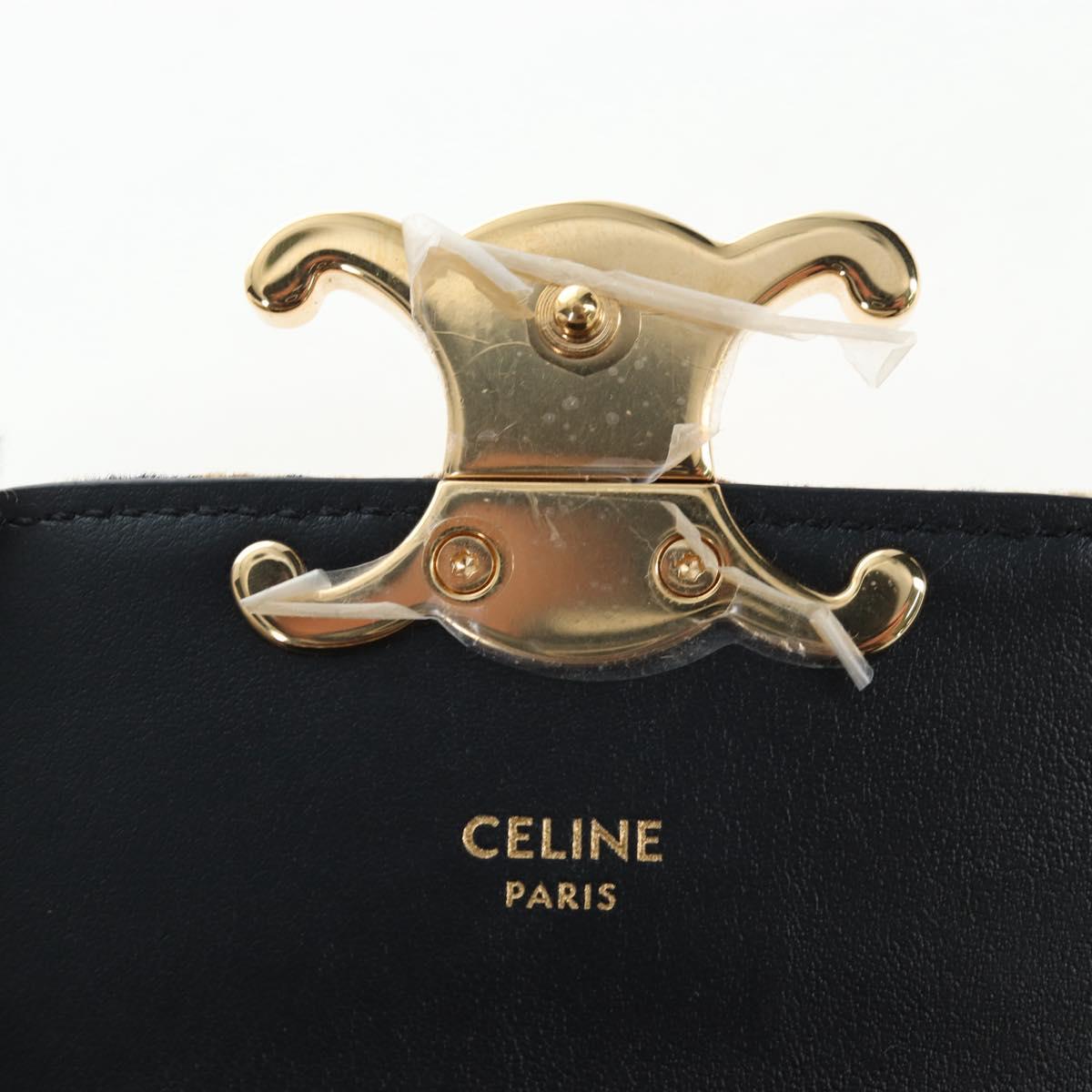 CELINE Chain Shoulder Bag Velor Beige Gold Auth LN061M