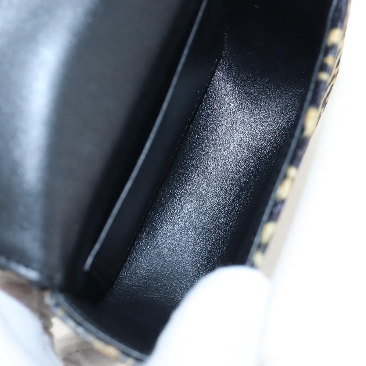 CELINE Chain Shoulder Bag Velor Beige Gold Auth LN061M
