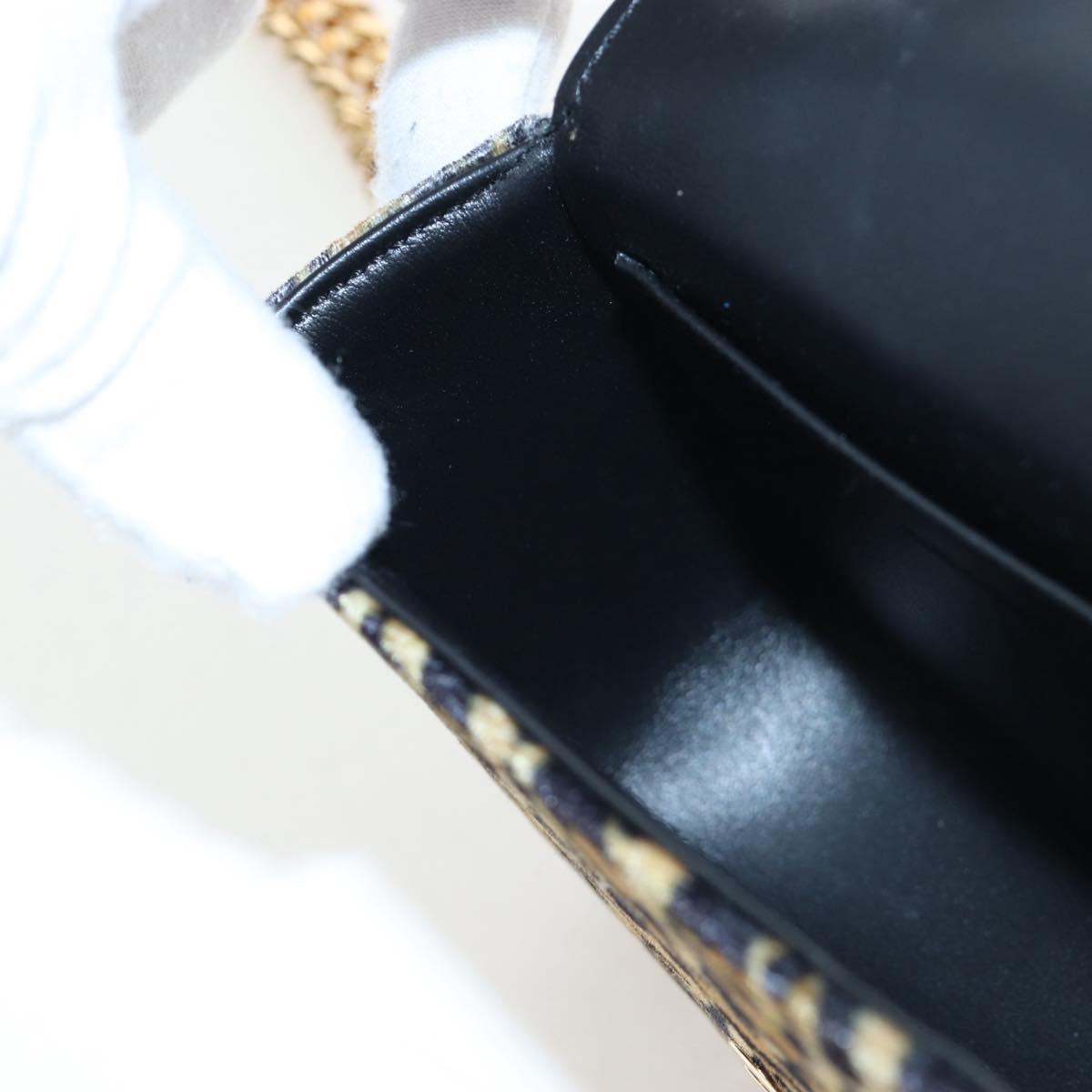 CELINE Chain Shoulder Bag Velor Beige Gold Auth LN061M