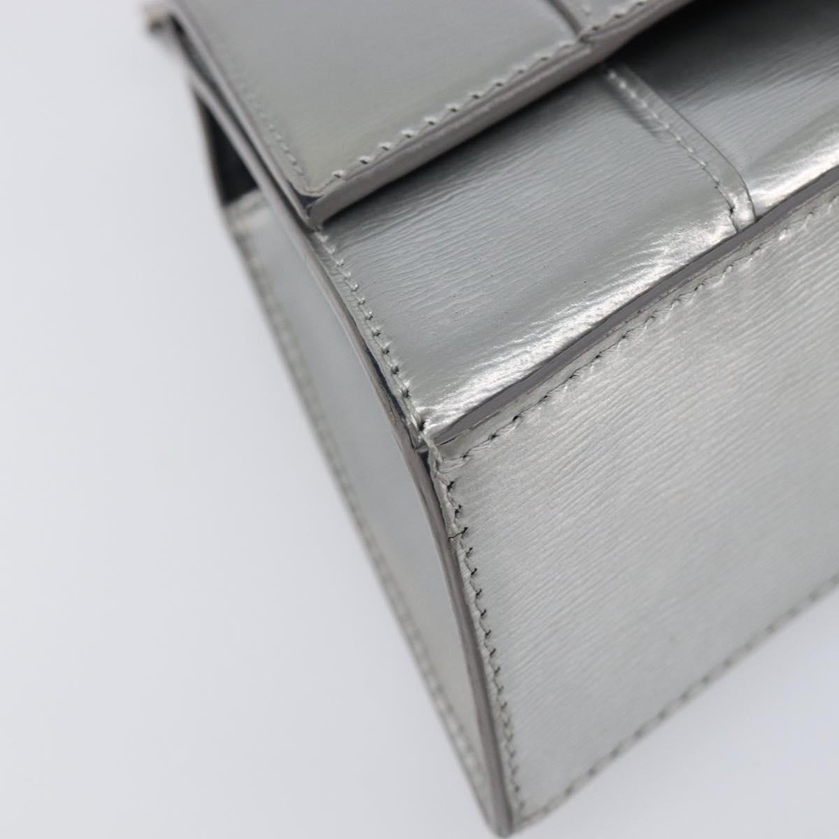 Balenciaga Hour Glass Hand Bag Leather 2way Silver 592833 Auth LN068A